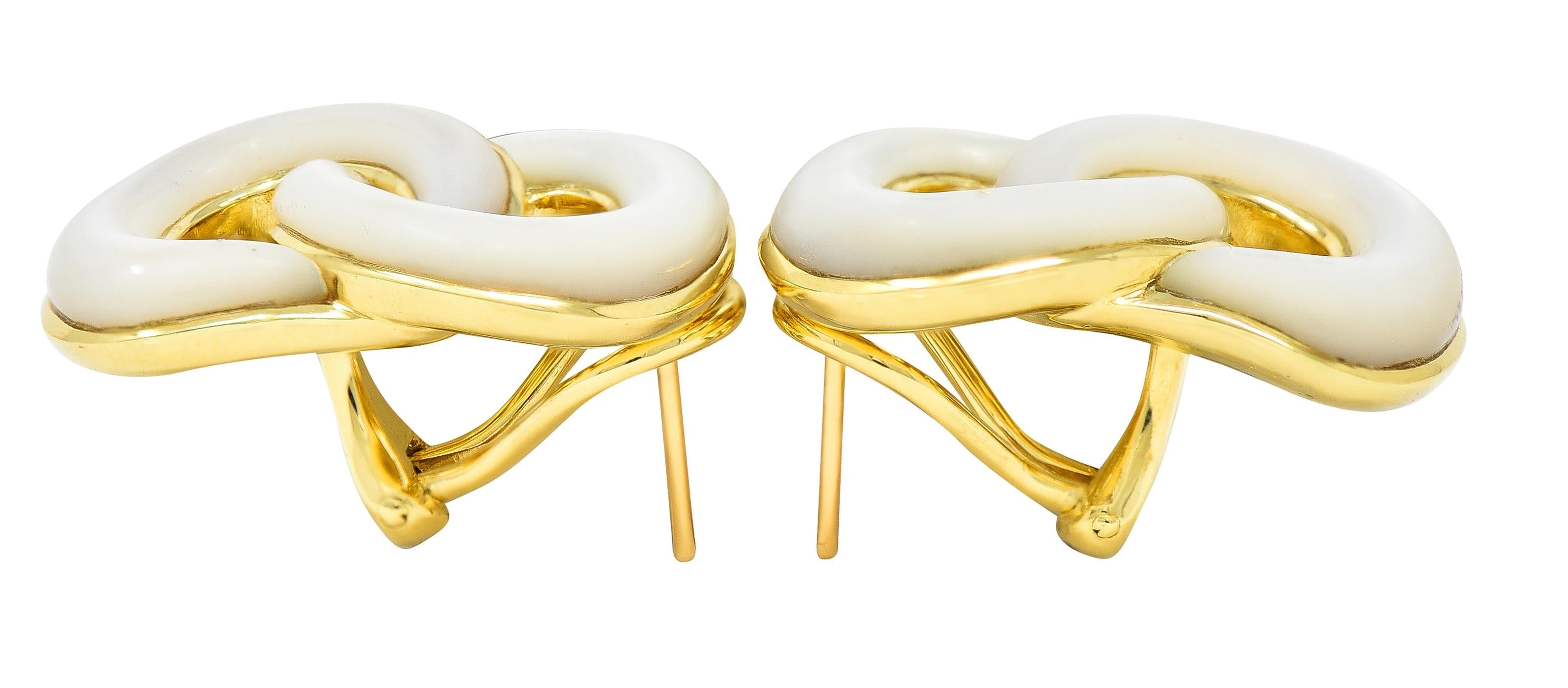 Angela Cummings 1985 Mother-Of-Pearl 18 Karat Yellow Gold Vintage Link Earrings