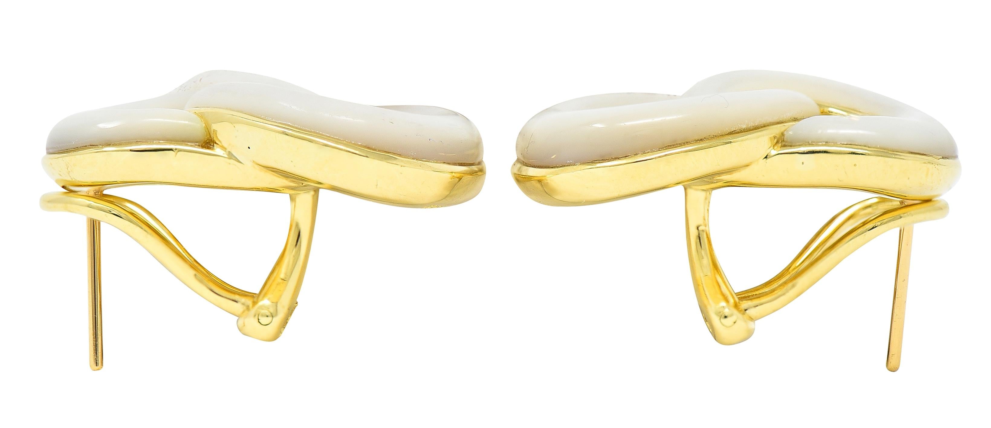 Angela Cummings 1985 Mother-Of-Pearl 18 Karat Yellow Gold Vintage Link Earrings