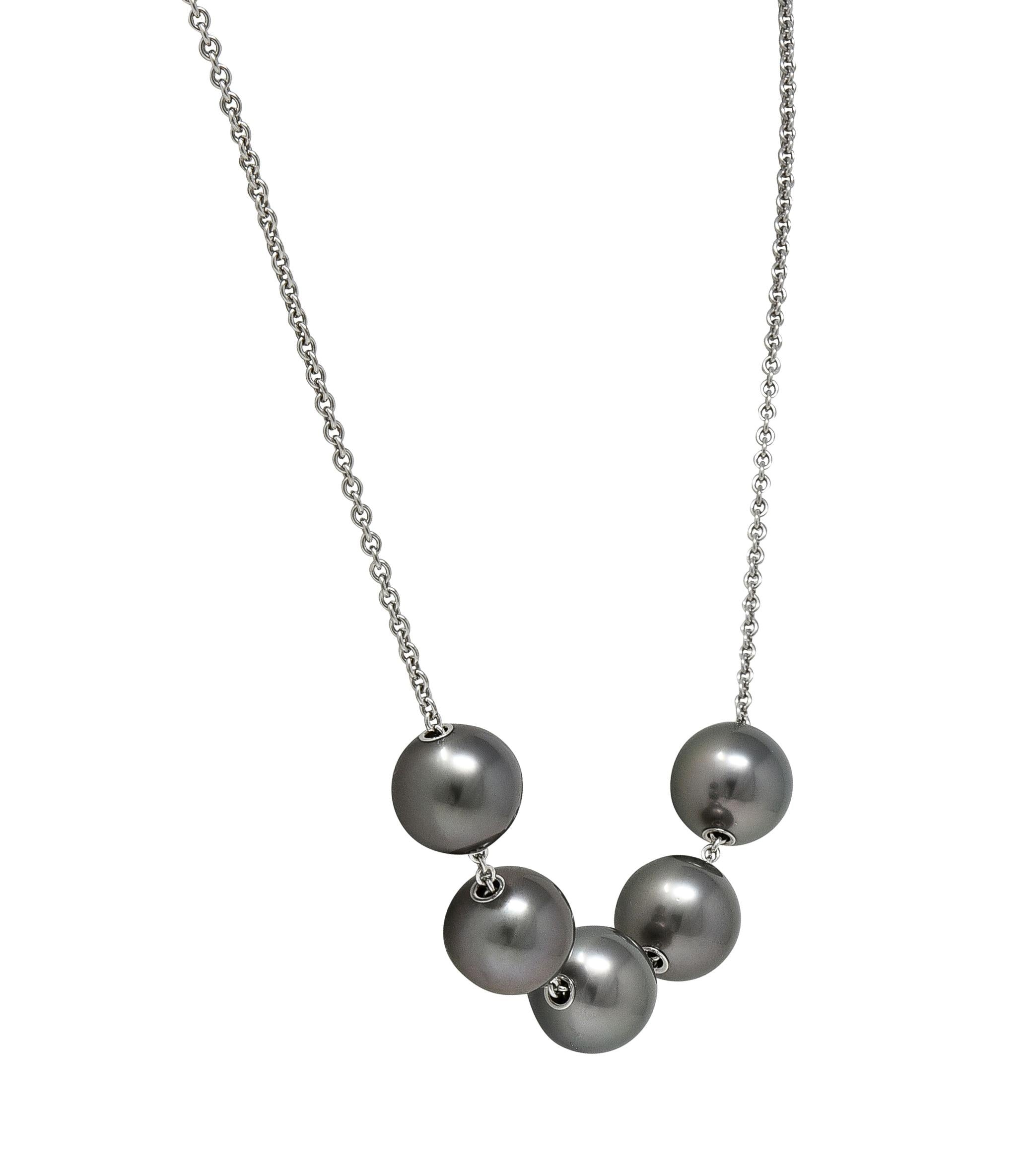 Mikimoto Contemporary Black South Sea Pearl 18K Gold Pearls In Motion Necklace