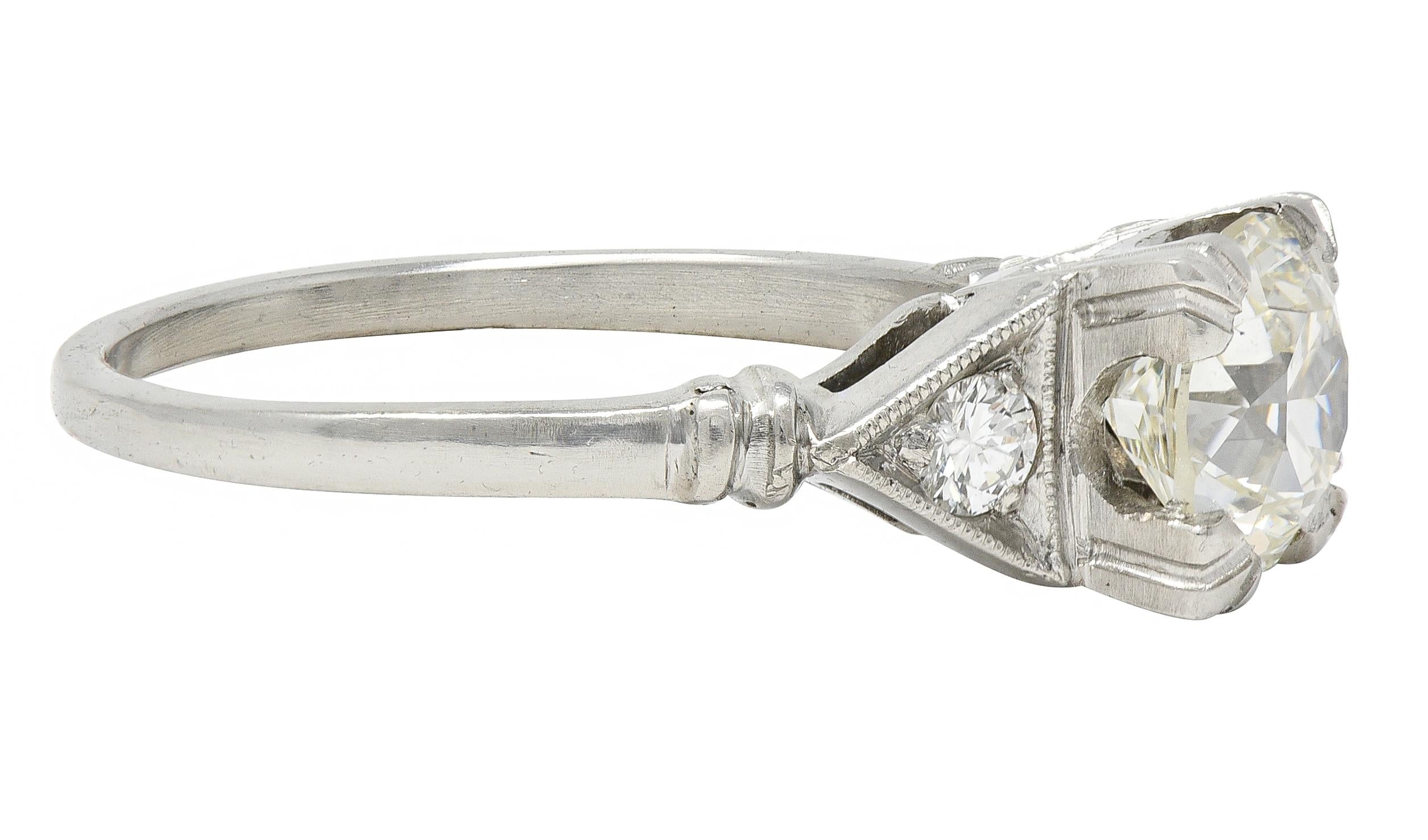 Art Deco 1.26 CTW Old European Diamond Platinum Vintage Engagement Ring GIA