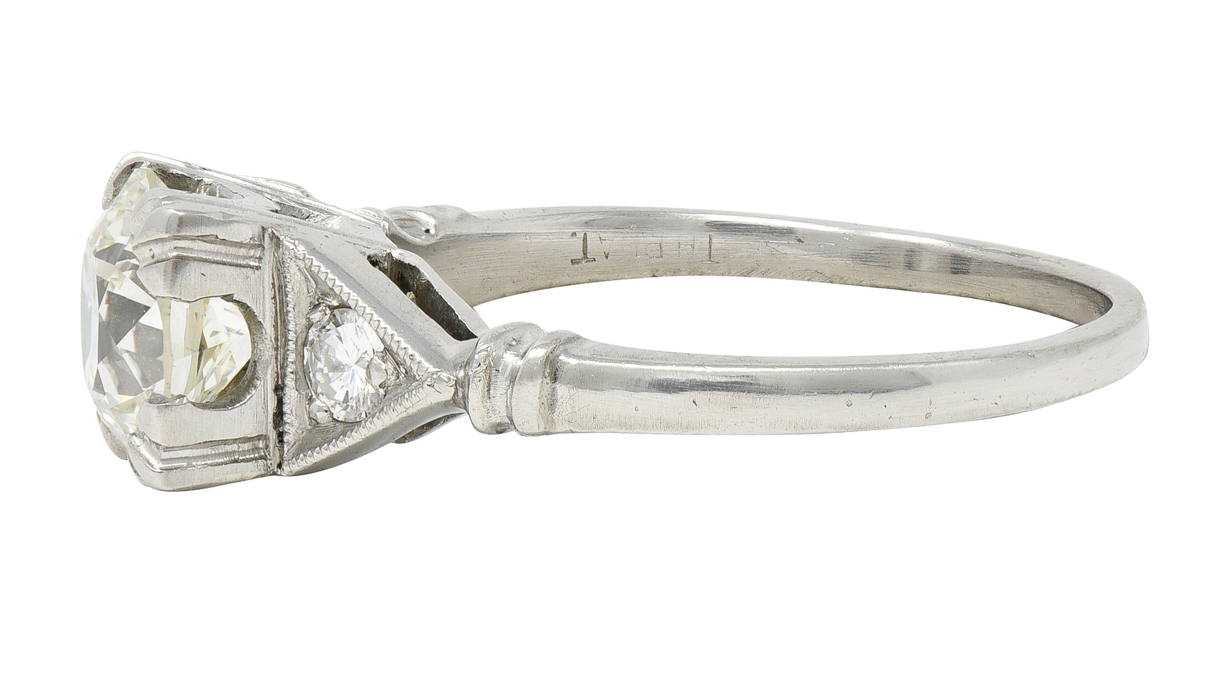 Art Deco 1.26 CTW Old European Diamond Platinum Vintage Engagement Ring GIA