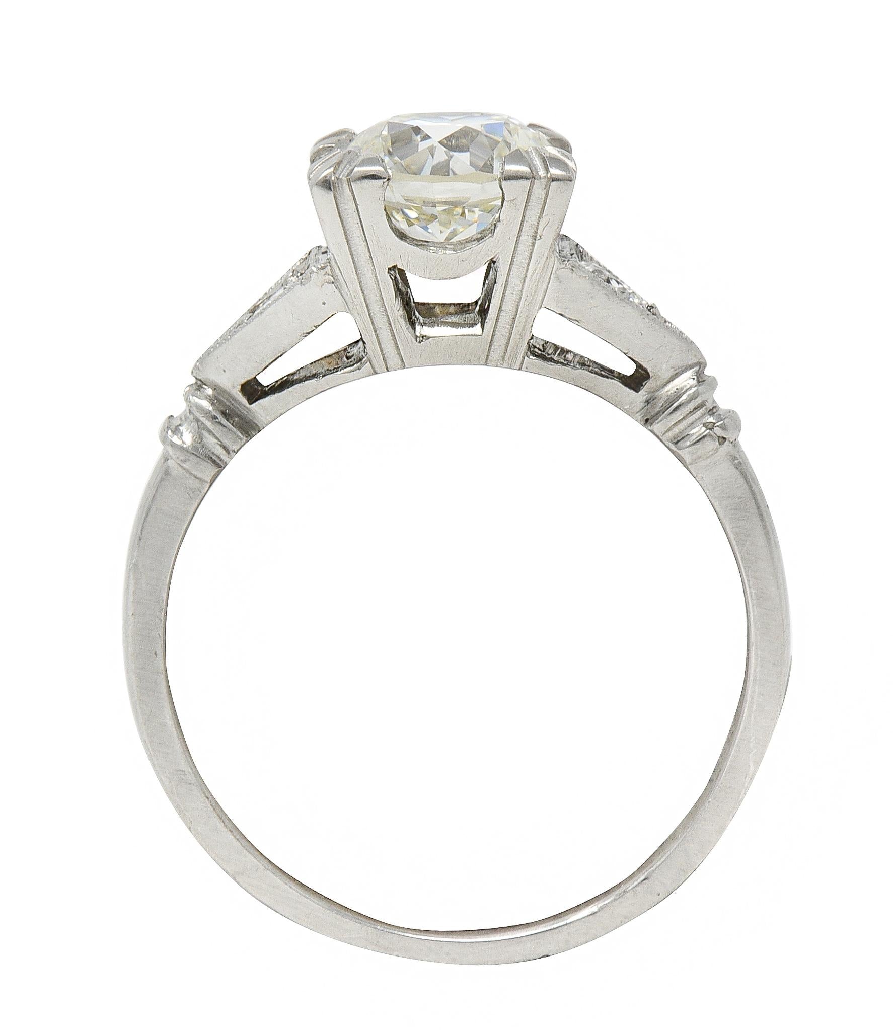 Art Deco 1.26 CTW Old European Diamond Platinum Vintage Engagement Ring GIA
