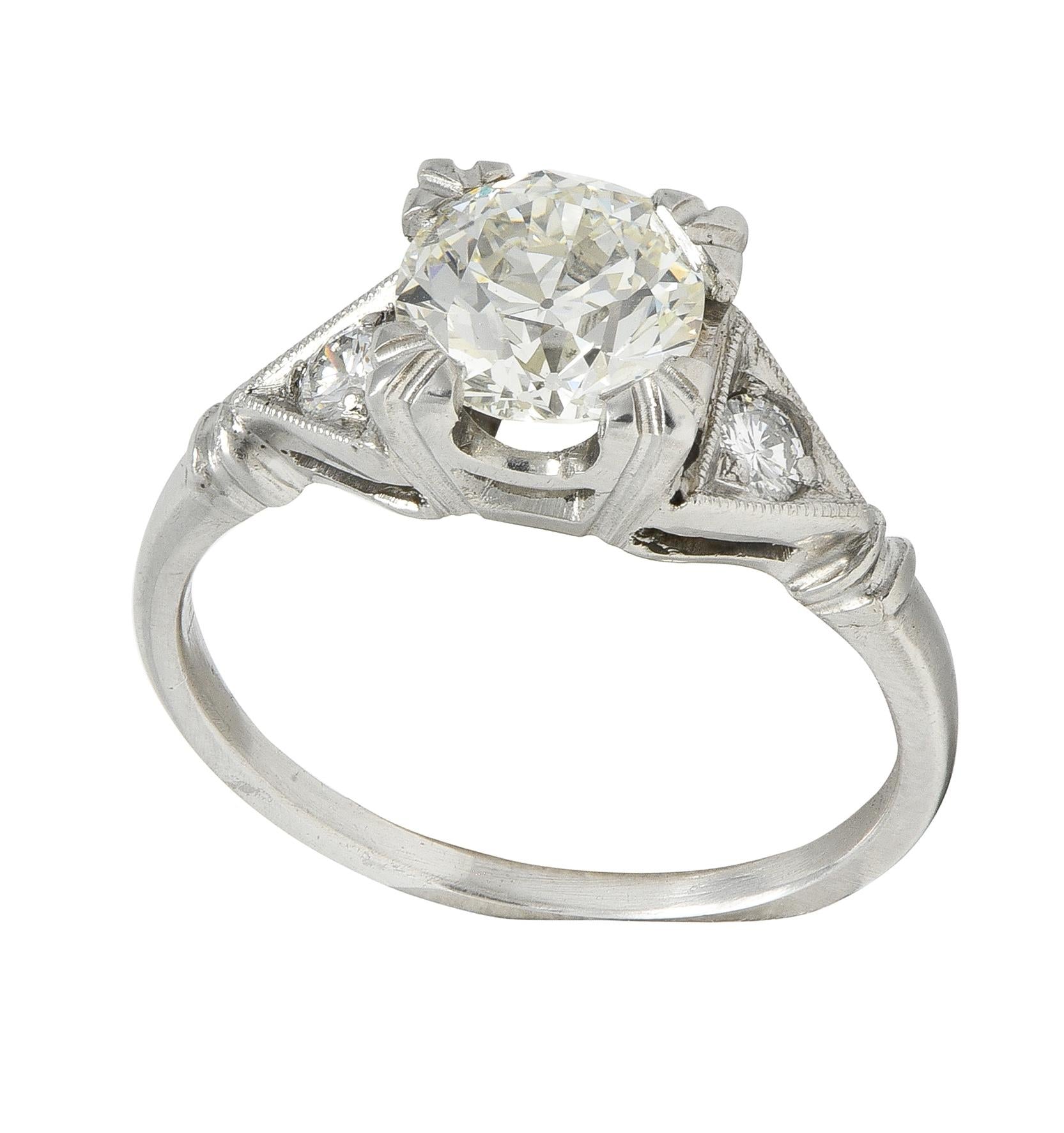 Art Deco 1.26 CTW Old European Diamond Platinum Vintage Engagement Ring GIA