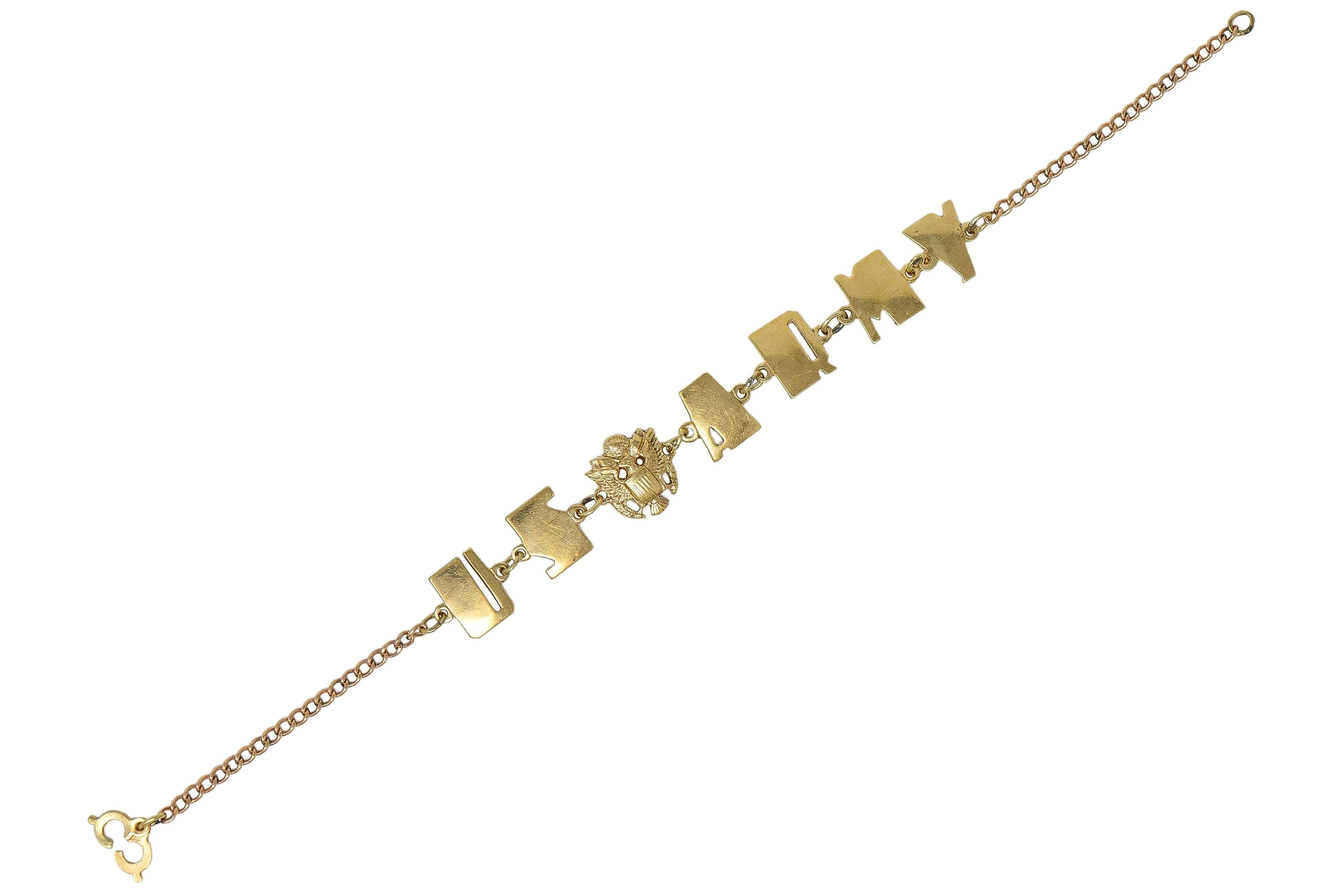 Retro 10 Karat Yellow Gold Vintage U.S. Army Link Bracelet