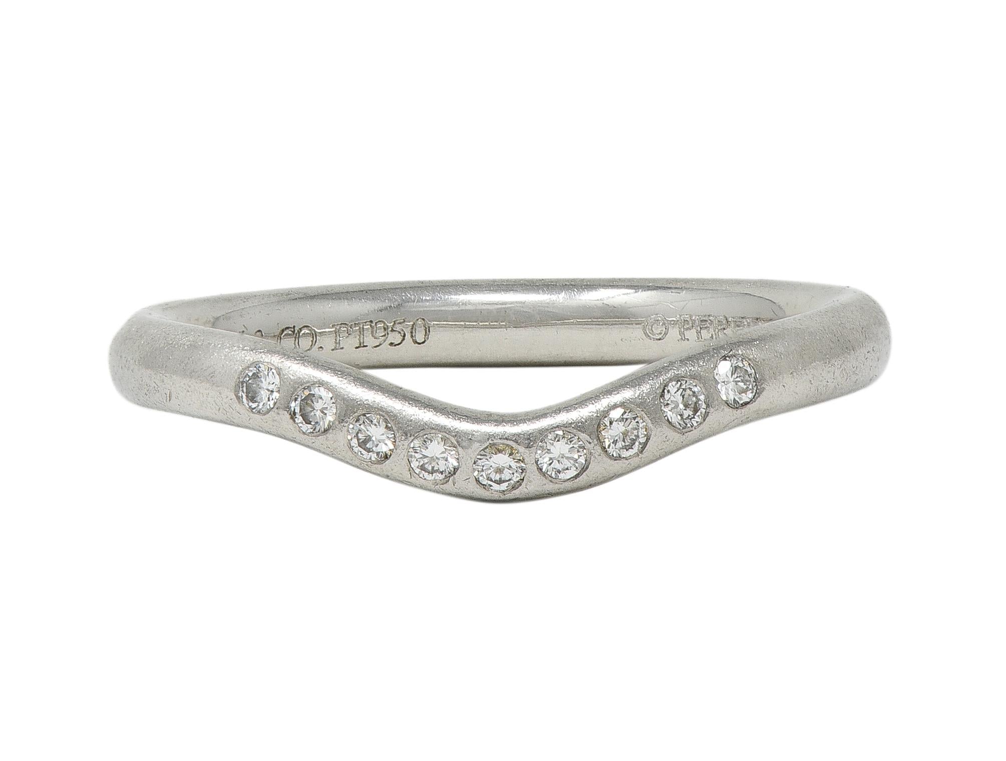 Elsa Peretti Tiffany & Co. Diamond Platinum Vintage Contour Wedding Band Ring
