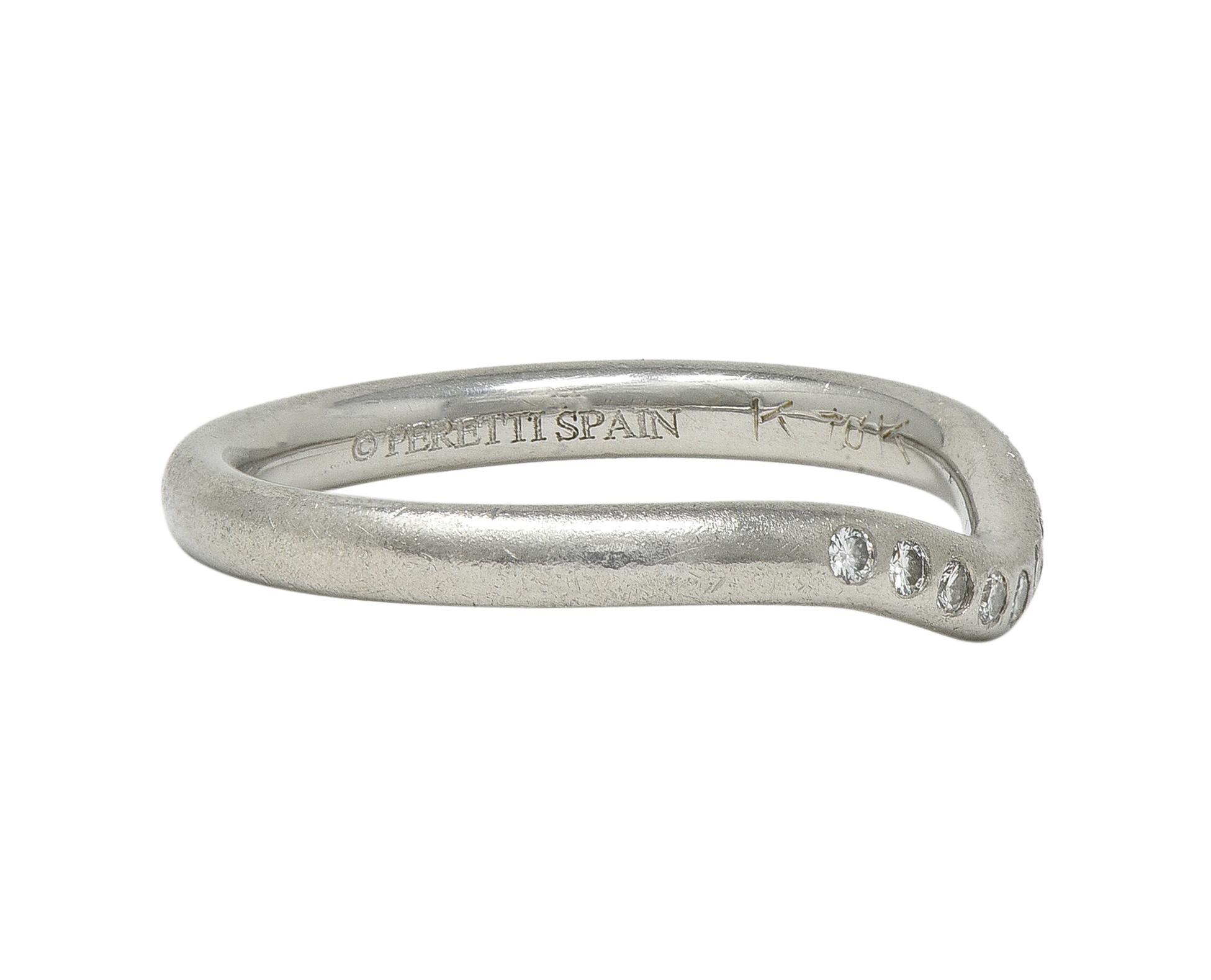 Elsa Peretti Tiffany & Co. Diamond Platinum Vintage Contour Wedding Band Ring