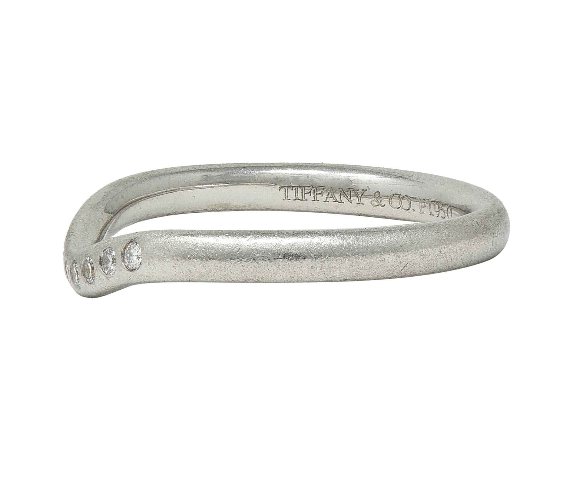 Elsa Peretti Tiffany & Co. Diamond Platinum Vintage Contour Wedding Band Ring