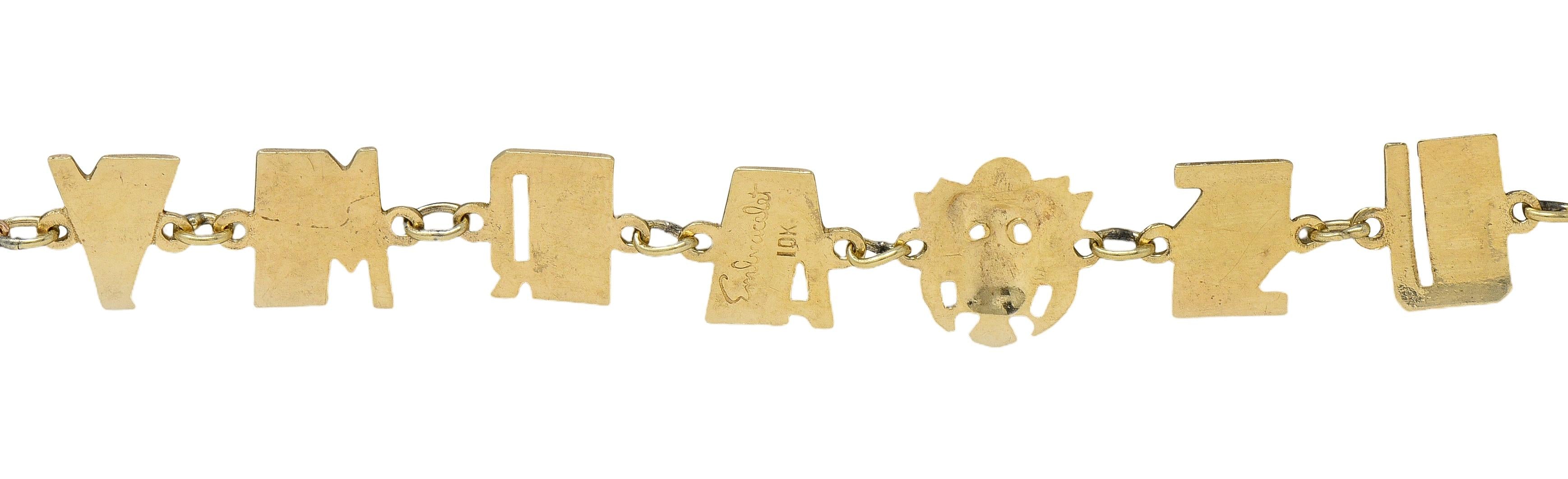 Retro 10 Karat Yellow Gold Vintage U.S. Army Link Bracelet