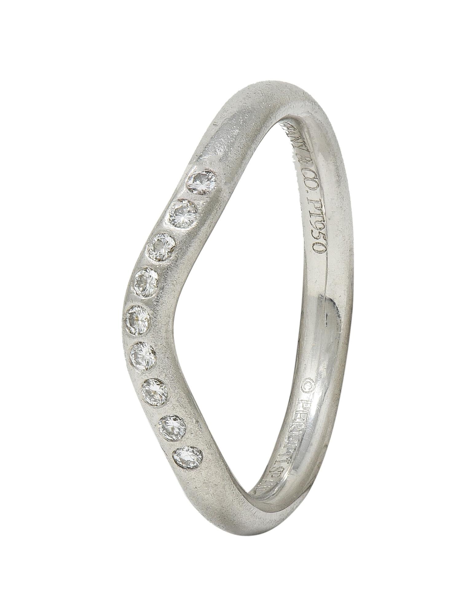 Elsa Peretti Tiffany & Co. Diamond Platinum Vintage Contour Wedding Band Ring