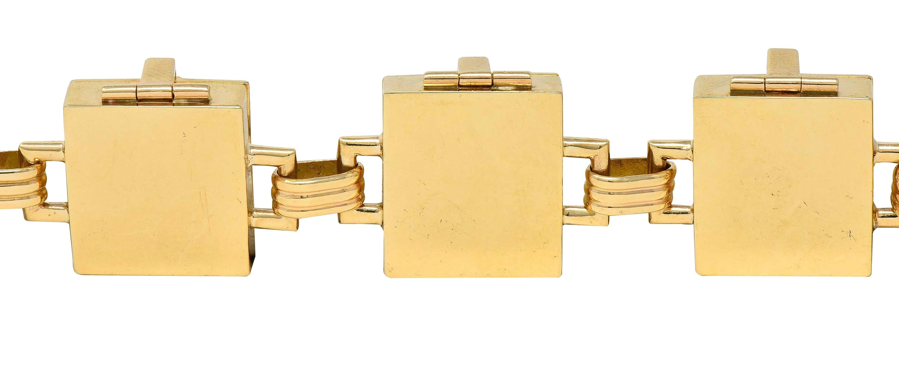 Mid-Century Multi-Gem 14K Gold Vintage Dearest Acrostic Compartment Bracelet
