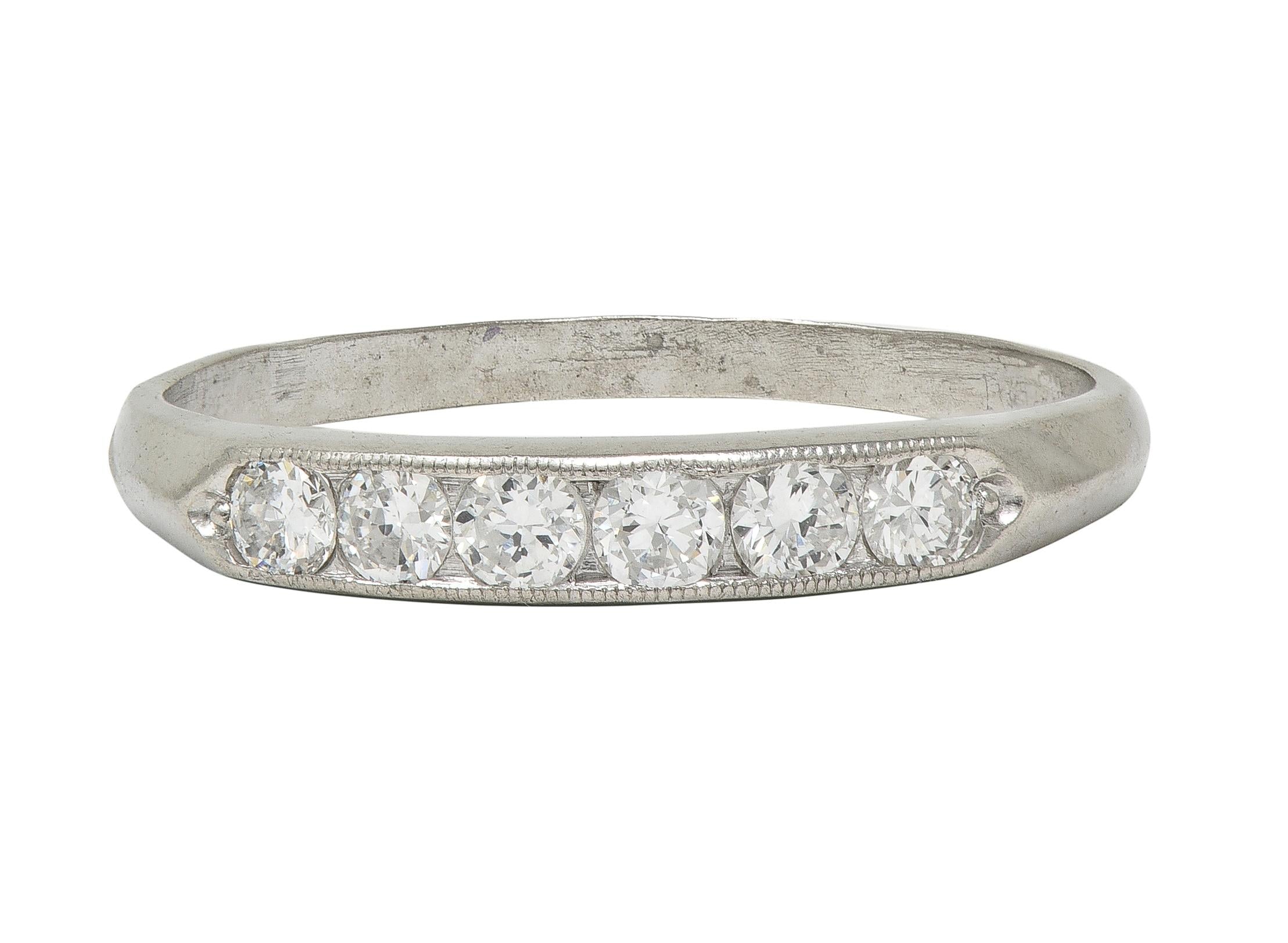 Art Deco Diamond Platinum Vintage Channel Wedding Band Ring