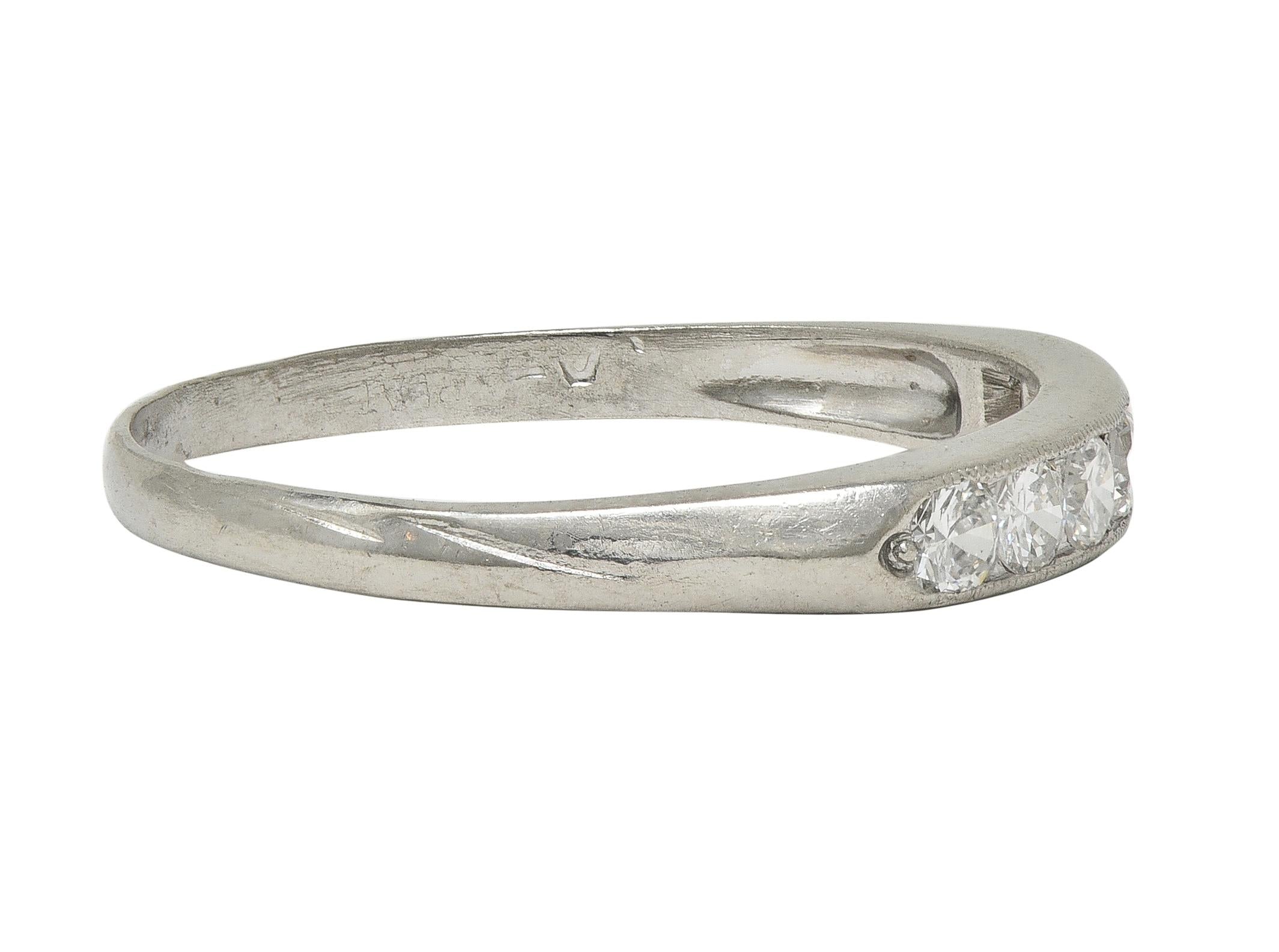 Art Deco Diamond Platinum Vintage Channel Wedding Band Ring