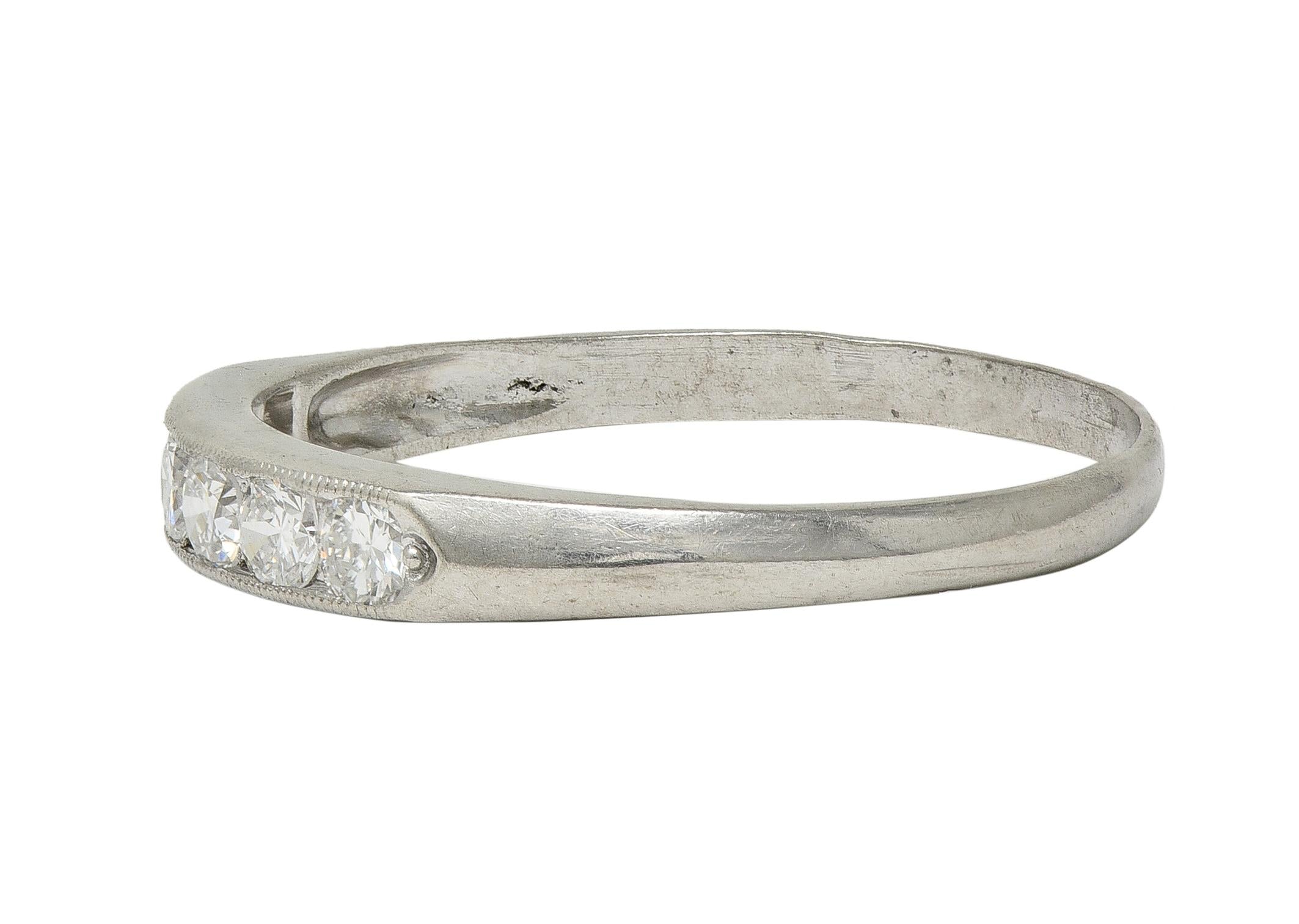 Art Deco Diamond Platinum Vintage Channel Wedding Band Ring