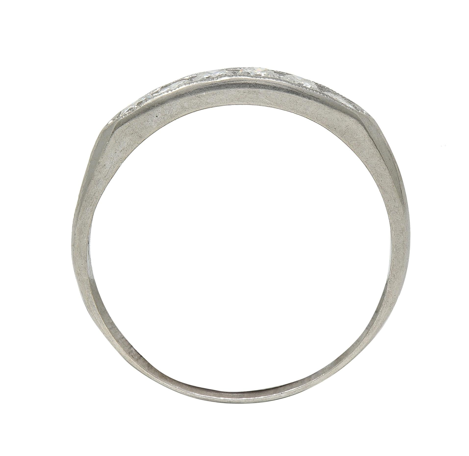 Art Deco Diamond Platinum Vintage Channel Wedding Band Ring
