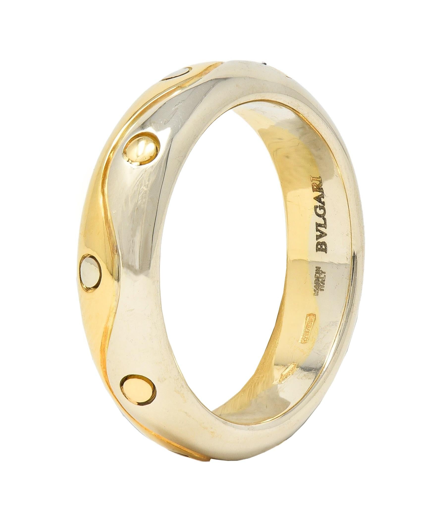 Bulgari 1990's 18 Karat Two-Tone Yellow White Gold Onda Vintage Band Ring