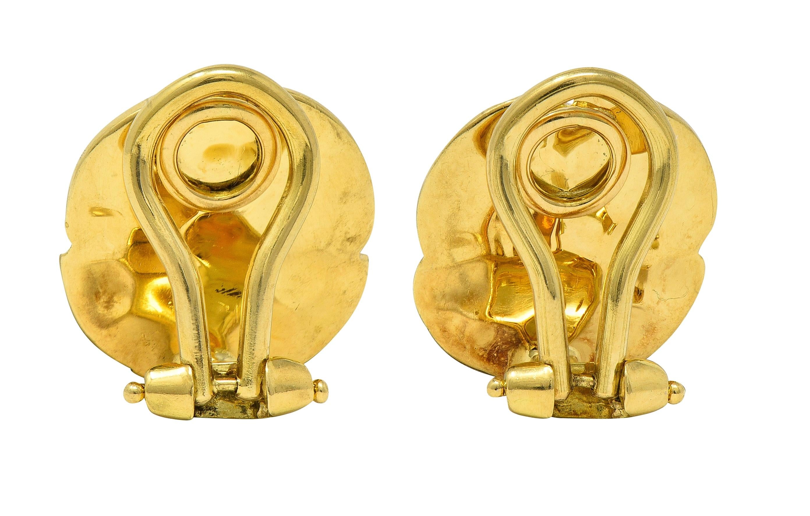 Tiffany & Co. 2000's 18 Karat Yellow Gold Intaglio Dragonfly Ear-Clip Earrings