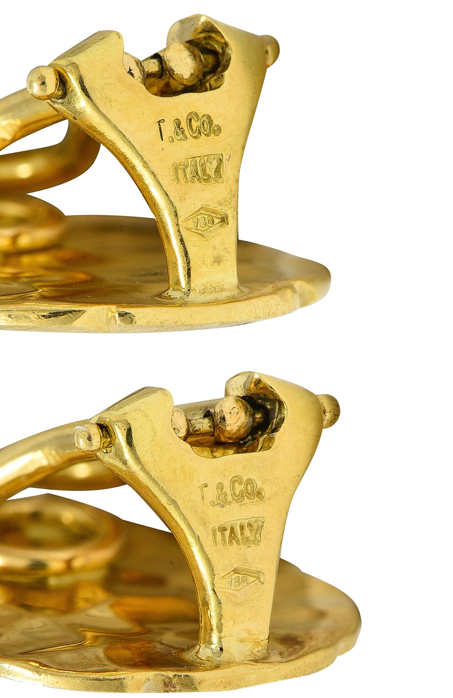 Tiffany & Co. 2000's 18 Karat Yellow Gold Intaglio Dragonfly Ear-Clip Earrings