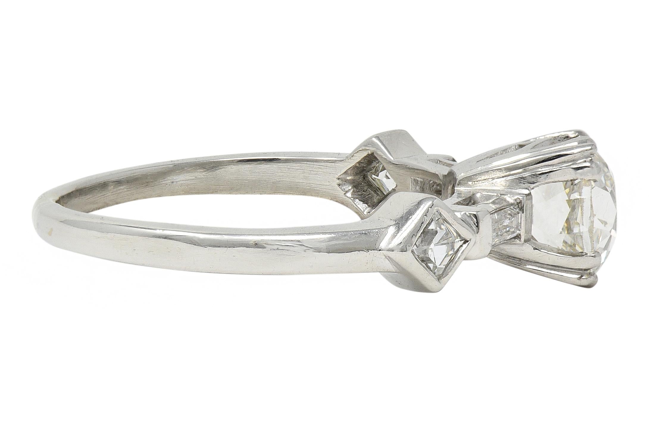 Mid-Century 1.63 CTW Old Mine Cut Diamond Platinum Engagement Ring GIA