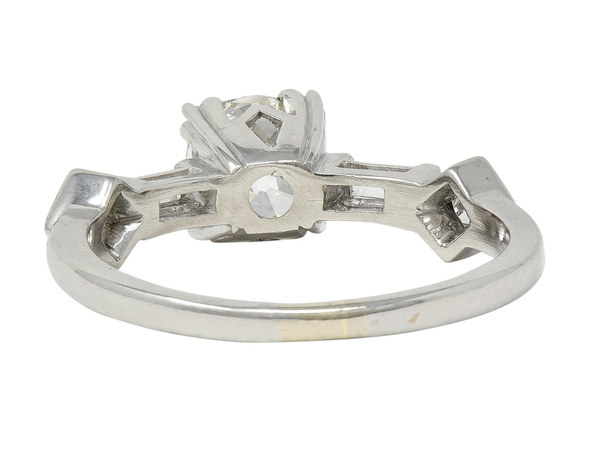 Mid-Century 1.63 CTW Old Mine Cut Diamond Platinum Engagement Ring GIA