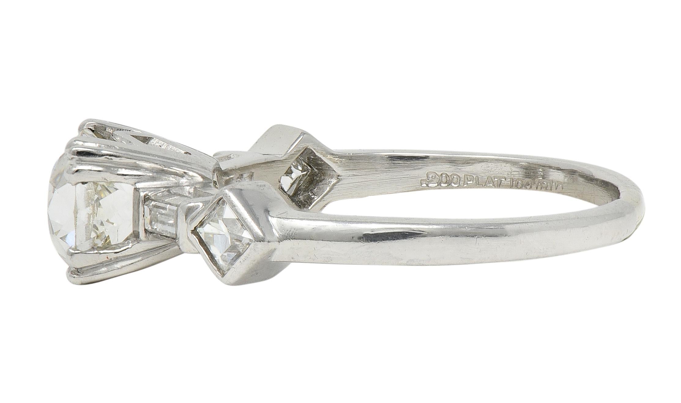 Mid-Century 1.63 CTW Old Mine Cut Diamond Platinum Engagement Ring GIA