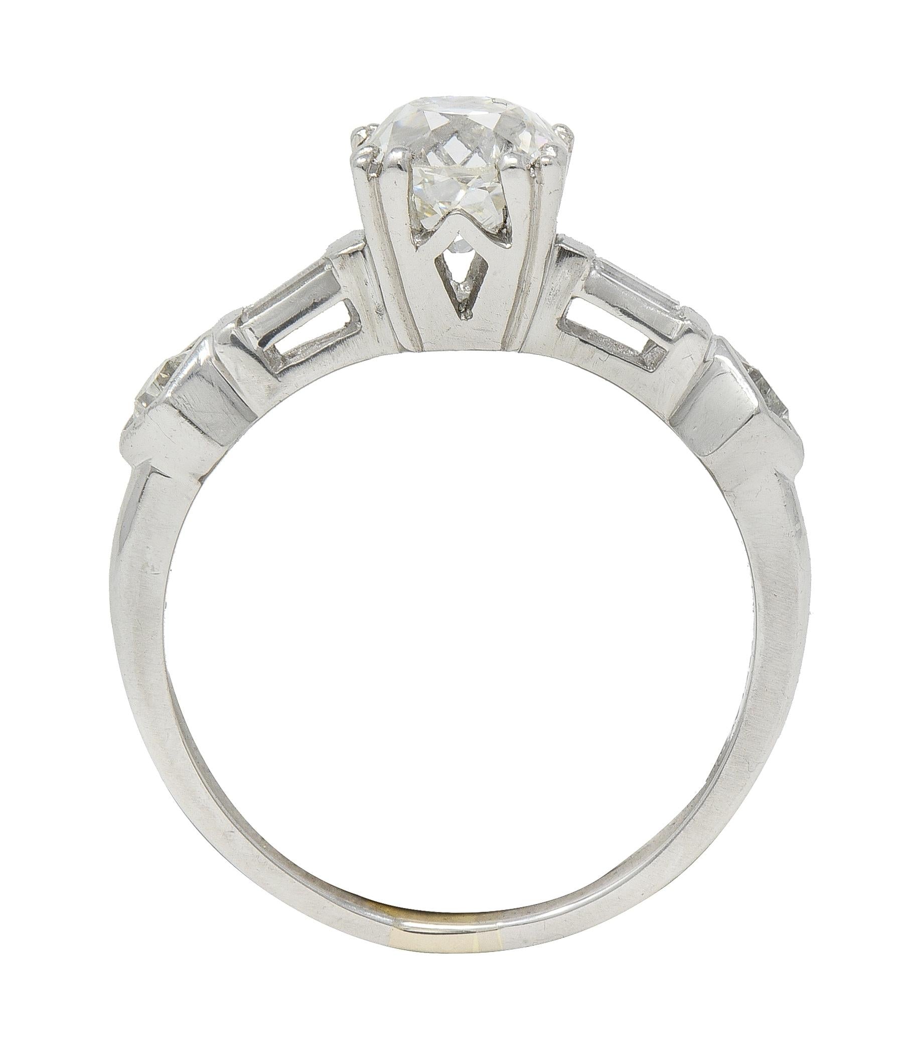 Mid-Century 1.63 CTW Old Mine Cut Diamond Platinum Engagement Ring GIA