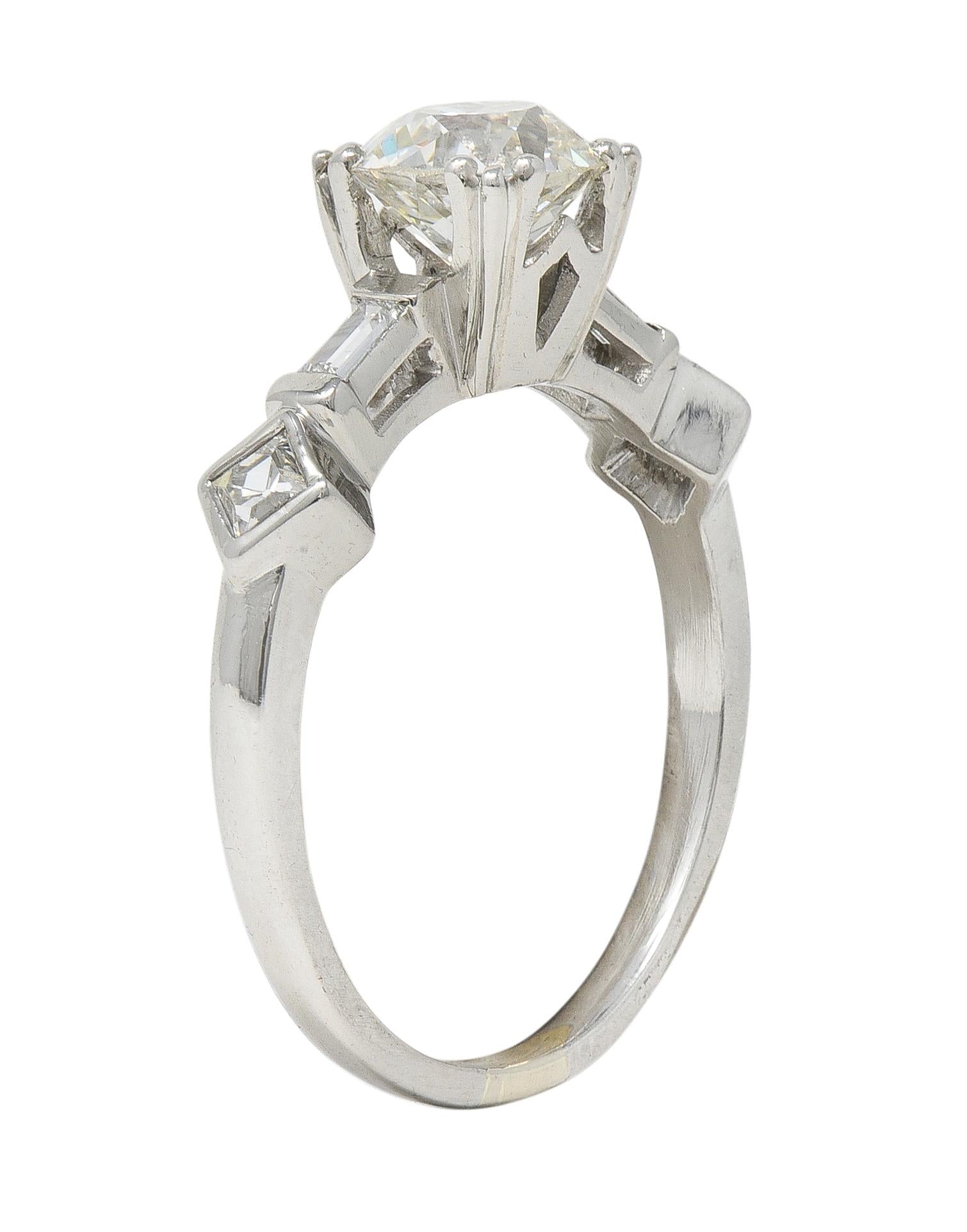 Mid-Century 1.63 CTW Old Mine Cut Diamond Platinum Engagement Ring GIA