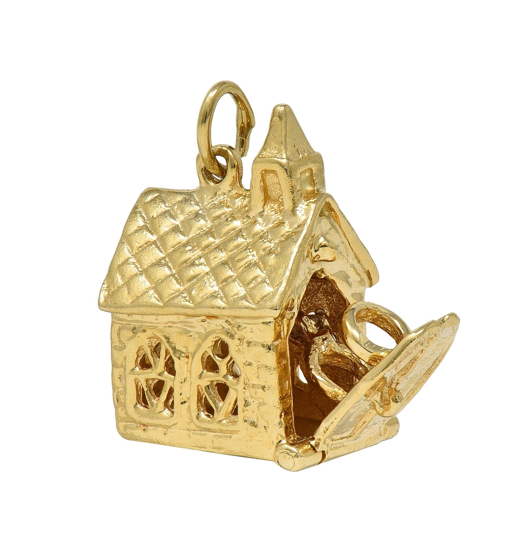1950's 14 Karat Yellow Gold Vintage Wedding Chapel Pendant Charm
