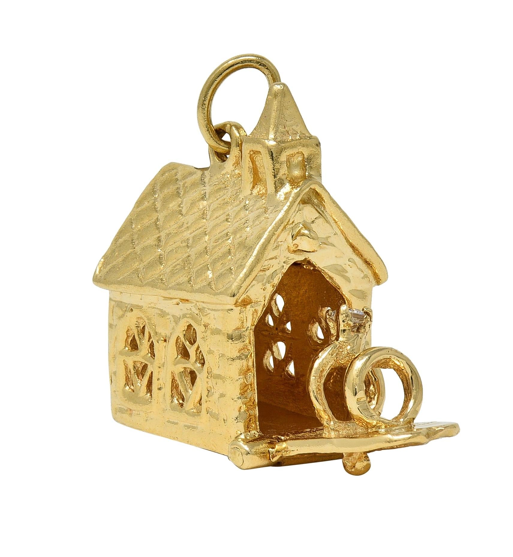 1950's 14 Karat Yellow Gold Vintage Wedding Chapel Pendant Charm