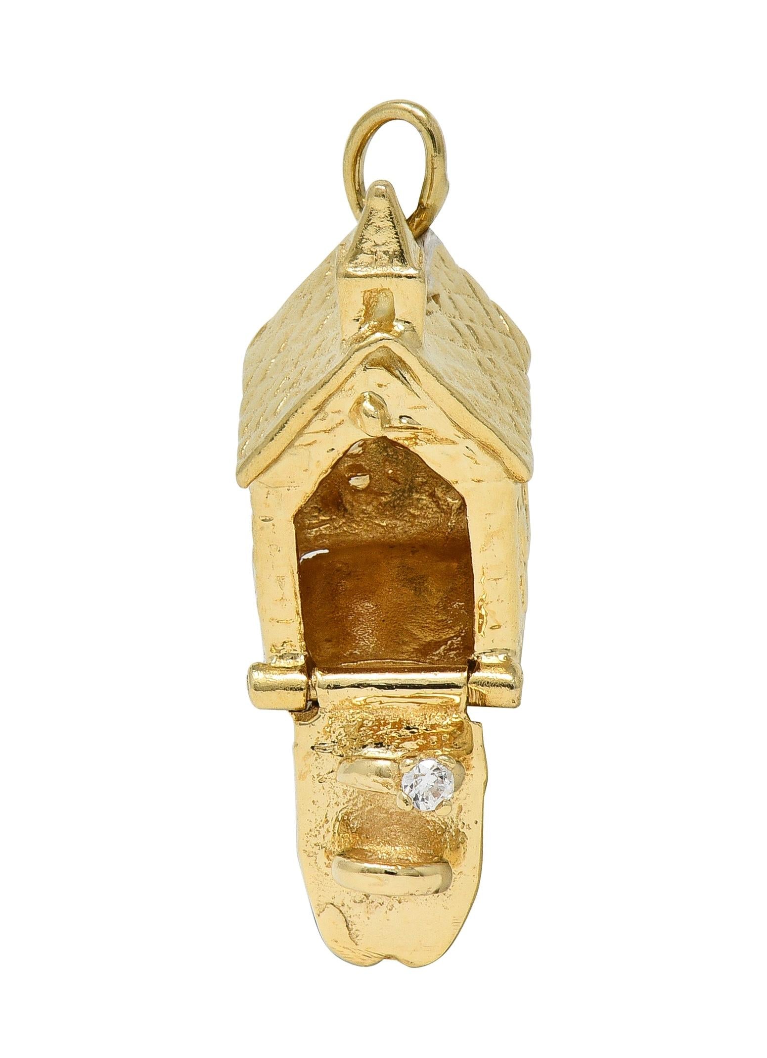 1950's 14 Karat Yellow Gold Vintage Wedding Chapel Pendant Charm
