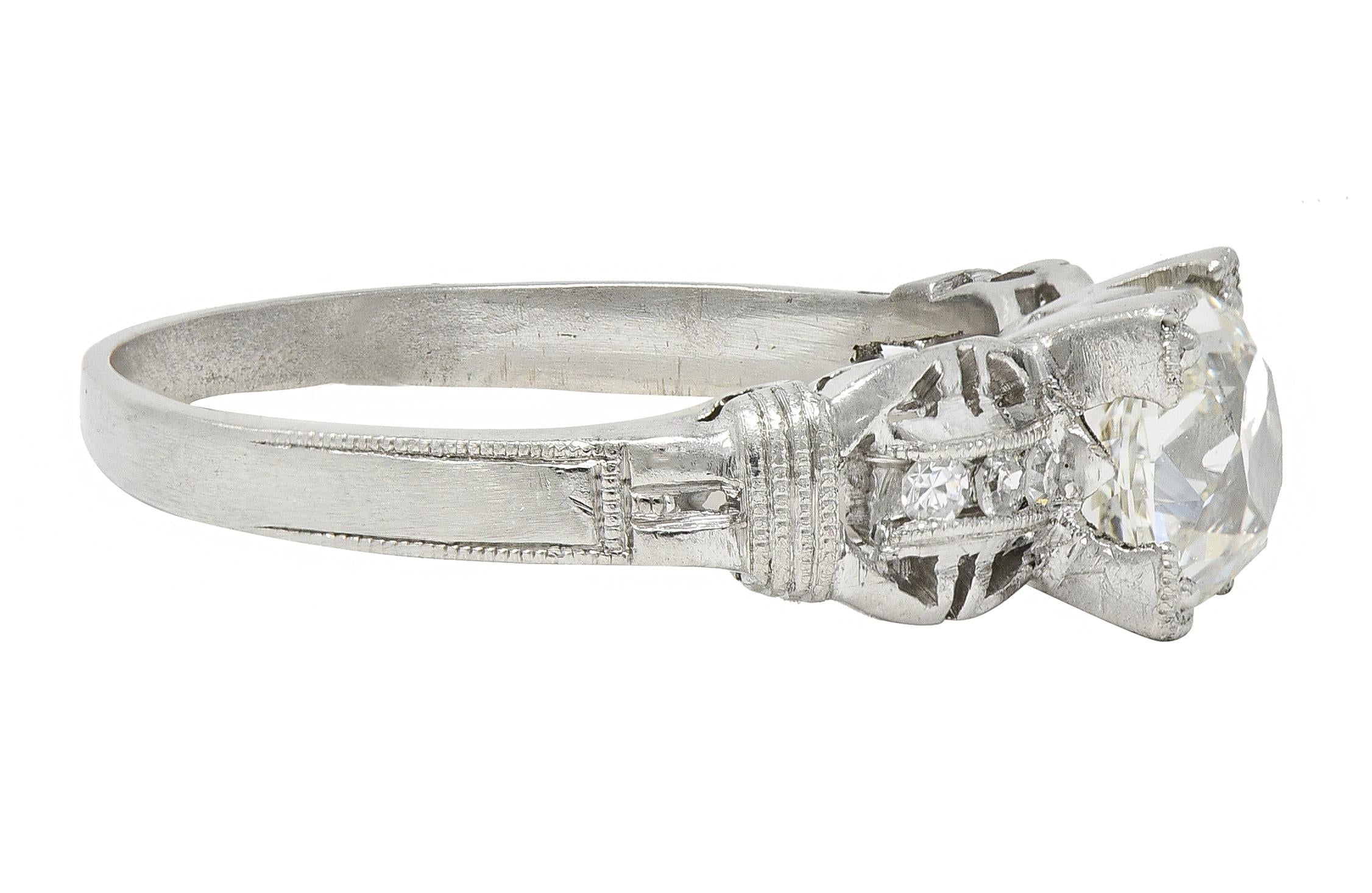 Art Deco 1.16 CTW Diamond Platinum Vintage Buckle Engagement Ring