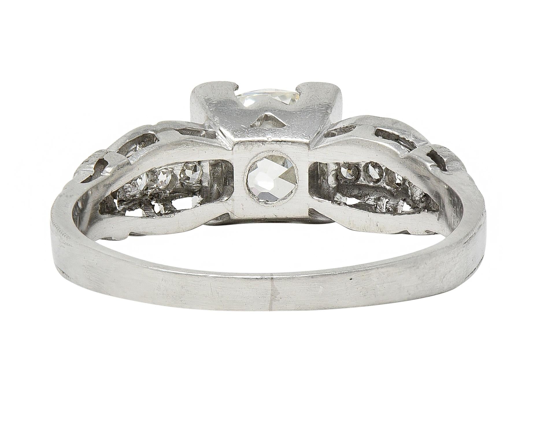 Art Deco 1.16 CTW Diamond Platinum Vintage Buckle Engagement Ring