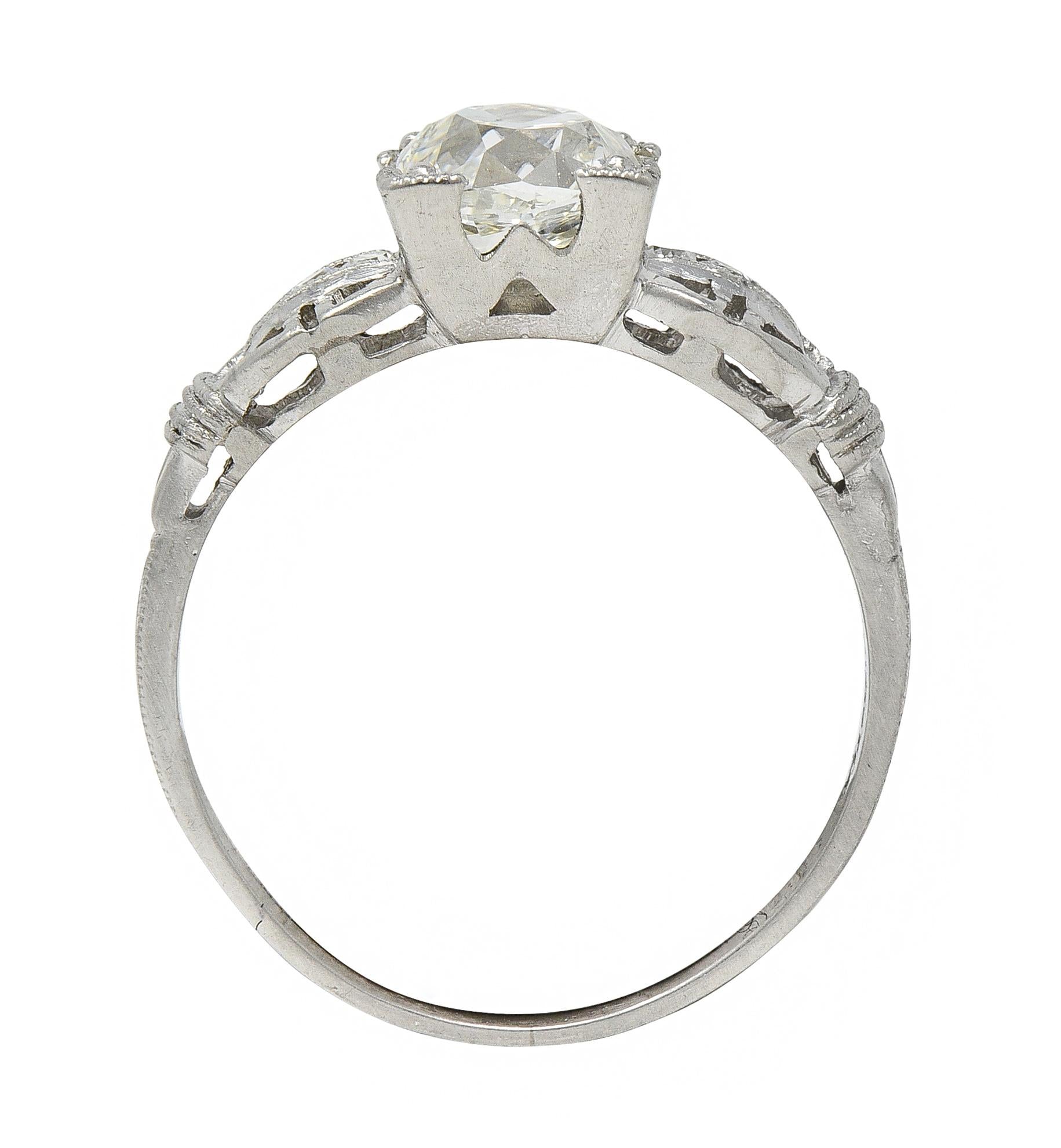 Art Deco 1.16 CTW Diamond Platinum Vintage Buckle Engagement Ring