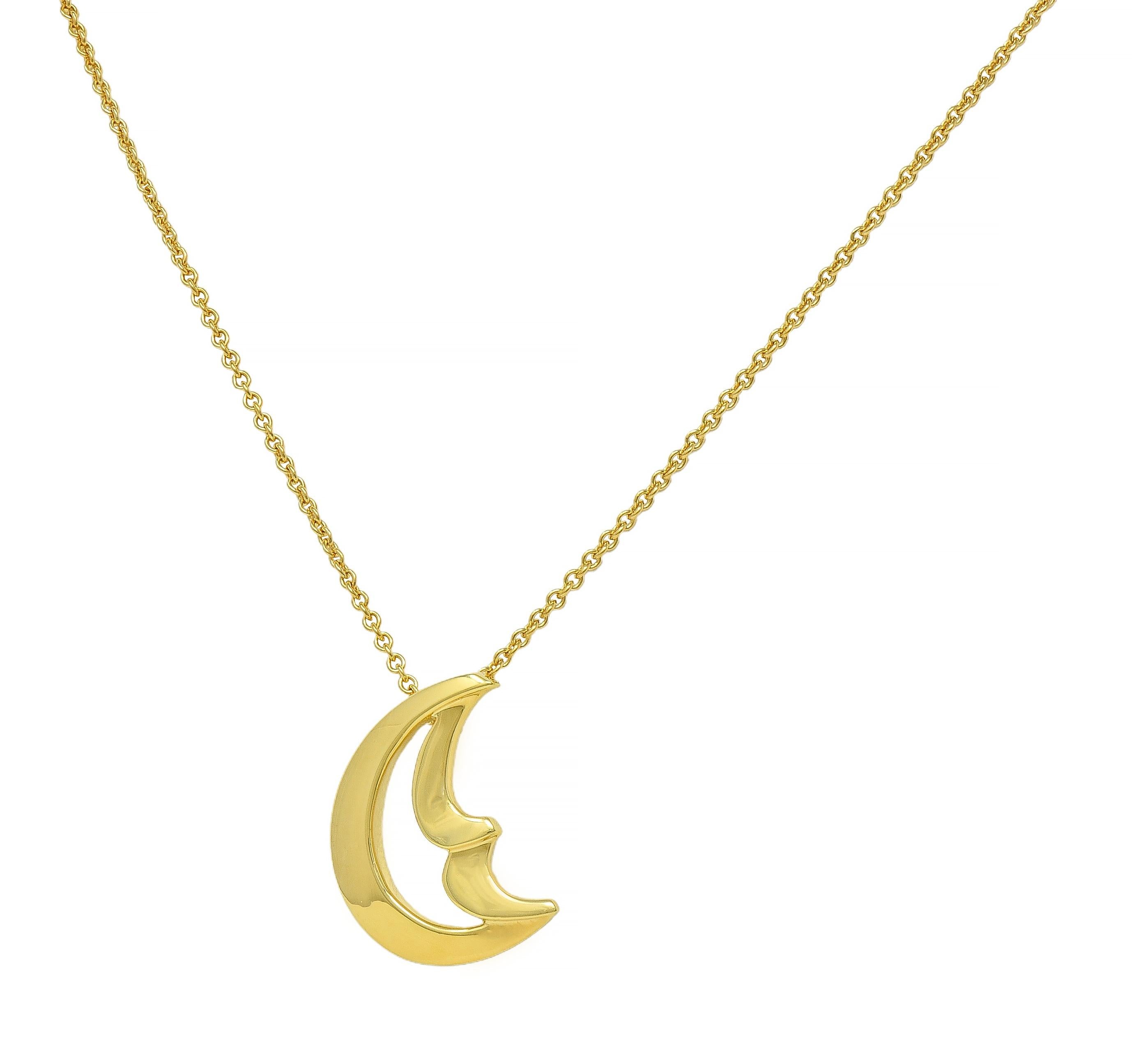 Paloma Picasso Tiffany & Co. 18K Gold Vintage Graffiti Moon Pendant Necklace