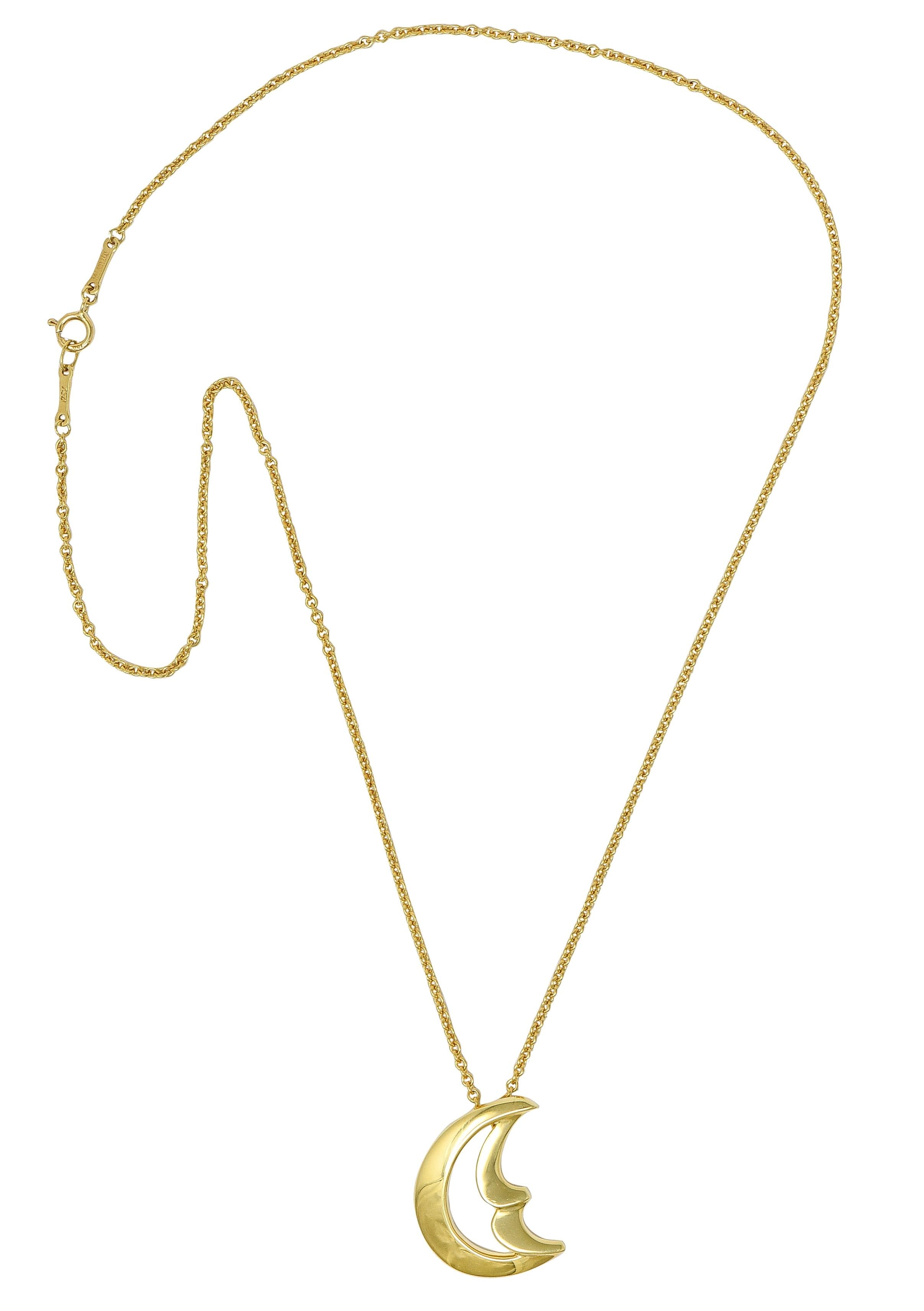 Paloma Picasso Tiffany & Co. 18K Gold Vintage Graffiti Moon Pendant Necklace