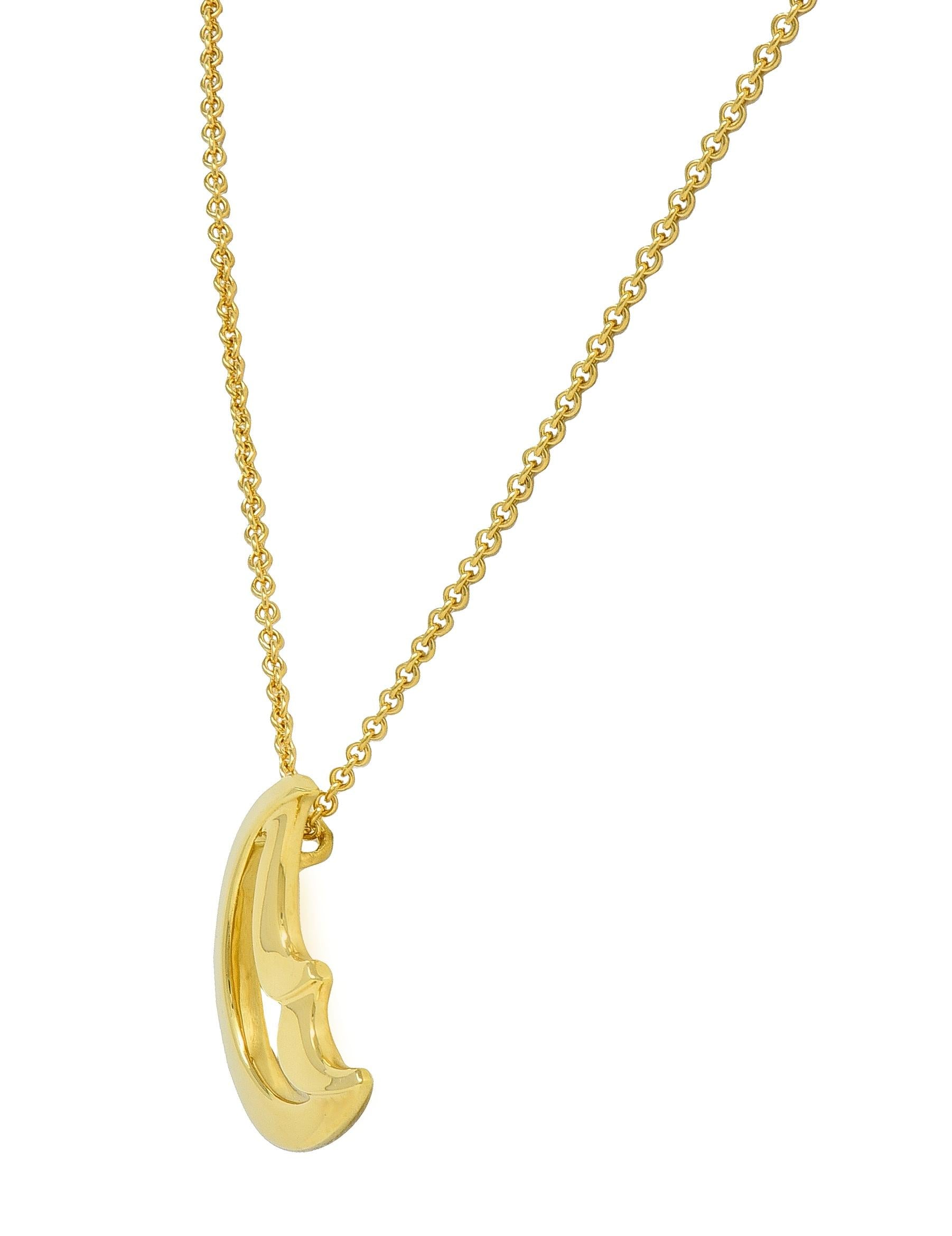 Paloma Picasso Tiffany & Co. 18K Gold Vintage Graffiti Moon Pendant Necklace