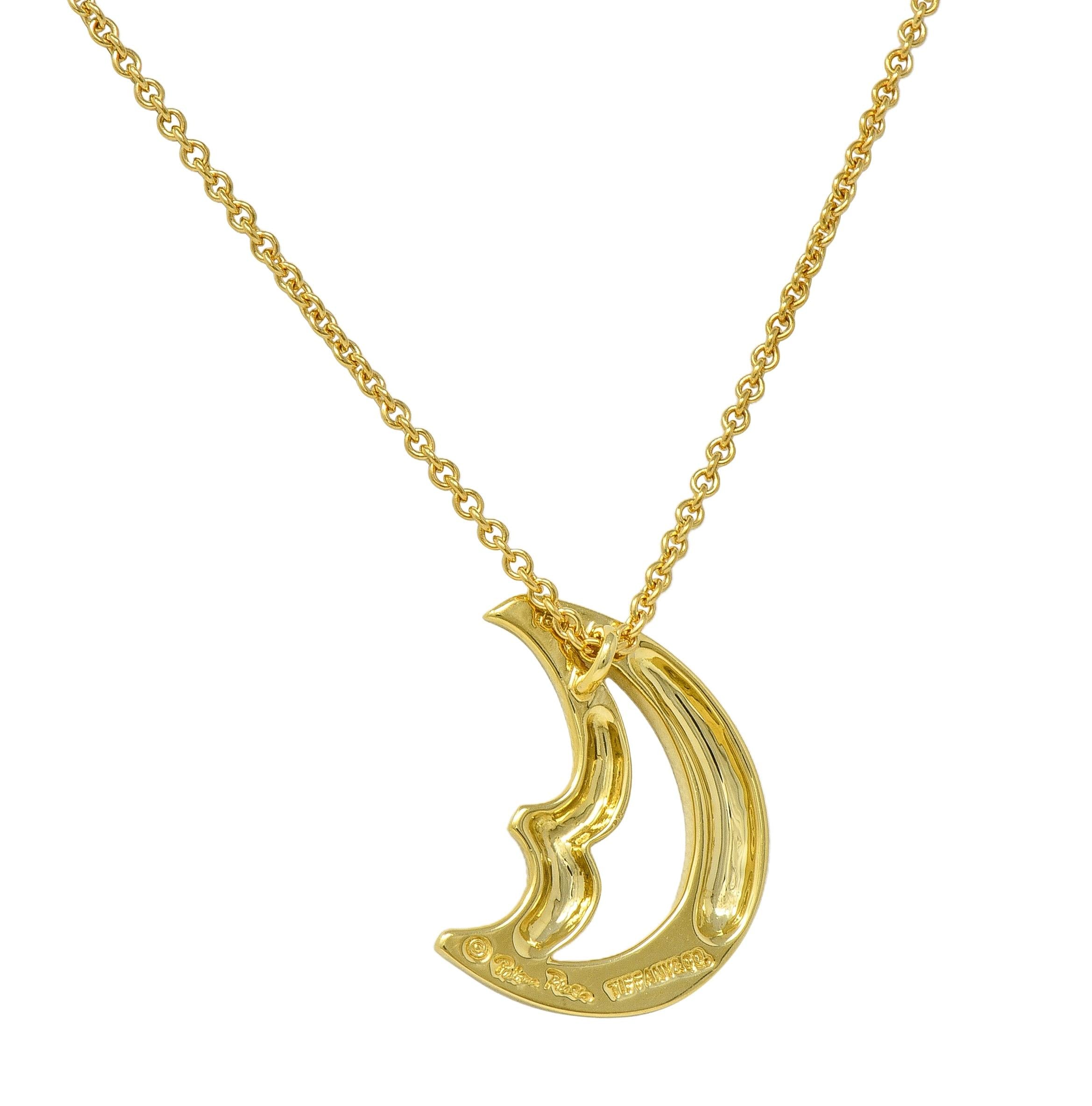 Paloma Picasso Tiffany & Co. 18K Gold Vintage Graffiti Moon Pendant Necklace