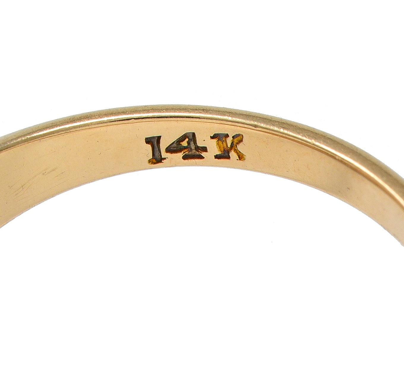 Victorian 0.18 CT Old Mine Cut Diamond 14K Gold Antique Belcher Engagement Ring