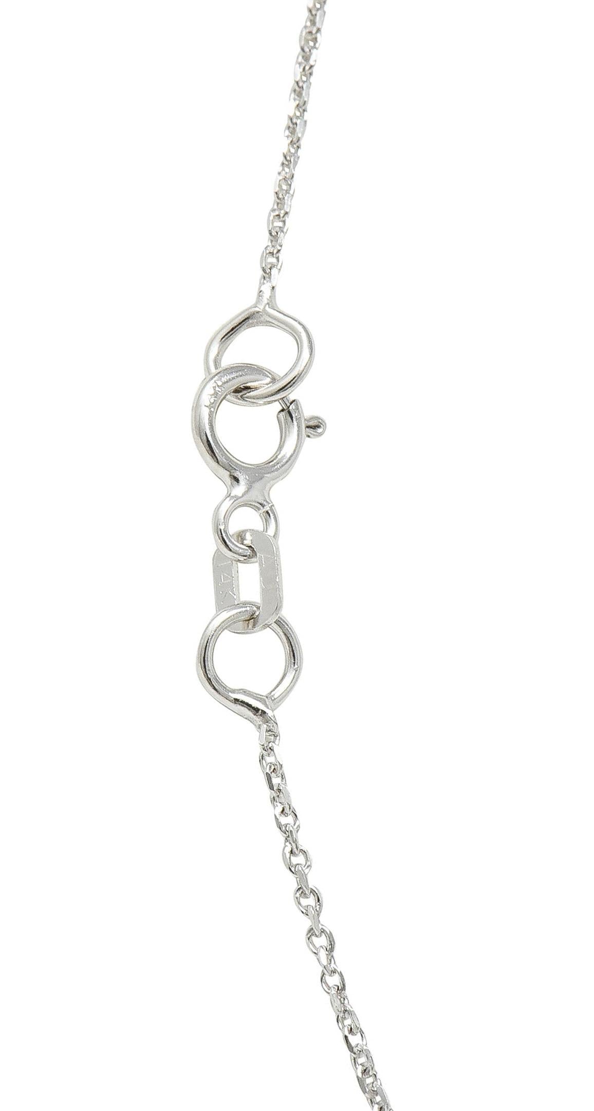 Art Deco Diamond Platinum 14 Karat Gold Pendant Vintage Drop Necklace