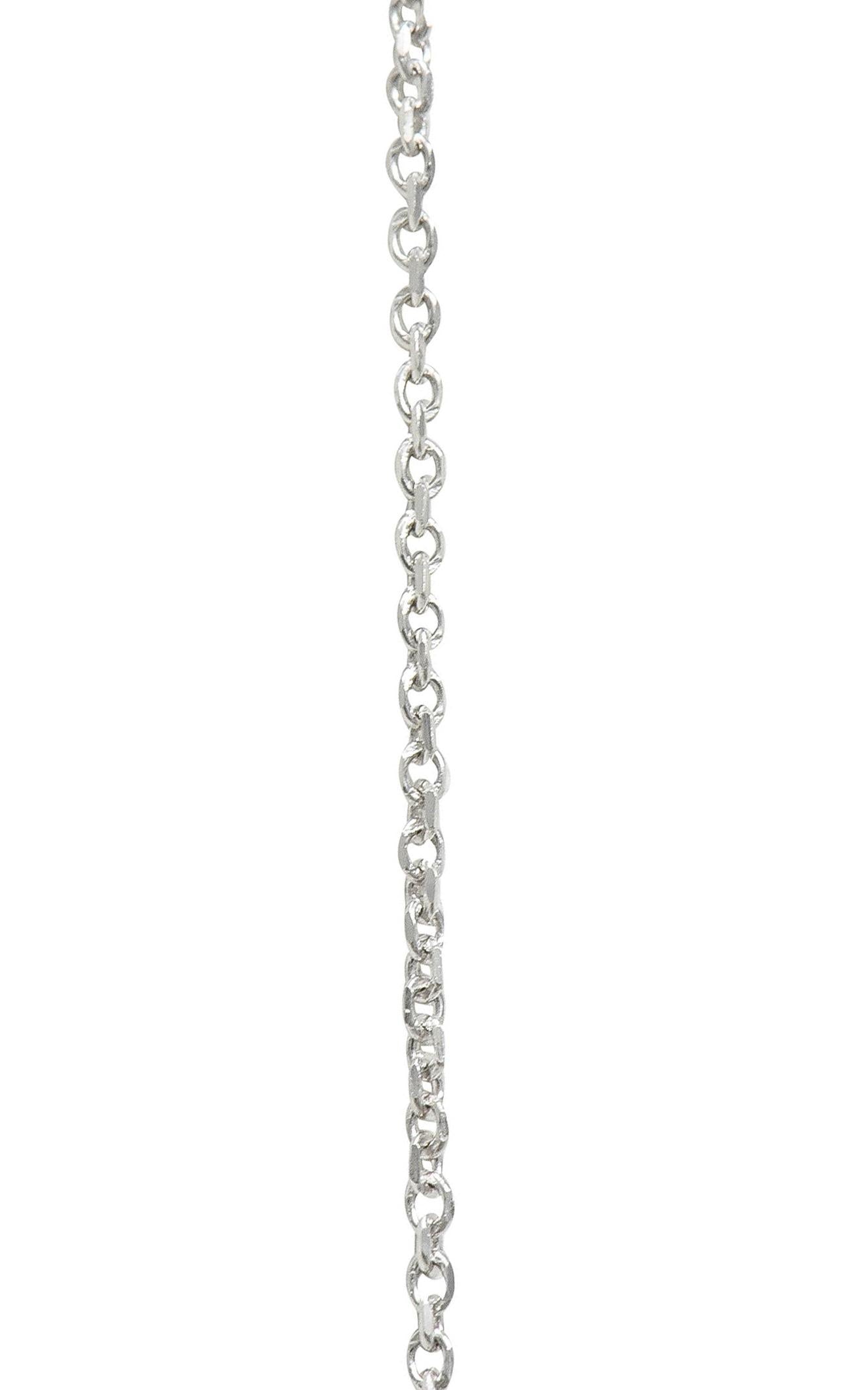 Art Deco Diamond Platinum 14 Karat Gold Pendant Vintage Drop Necklace