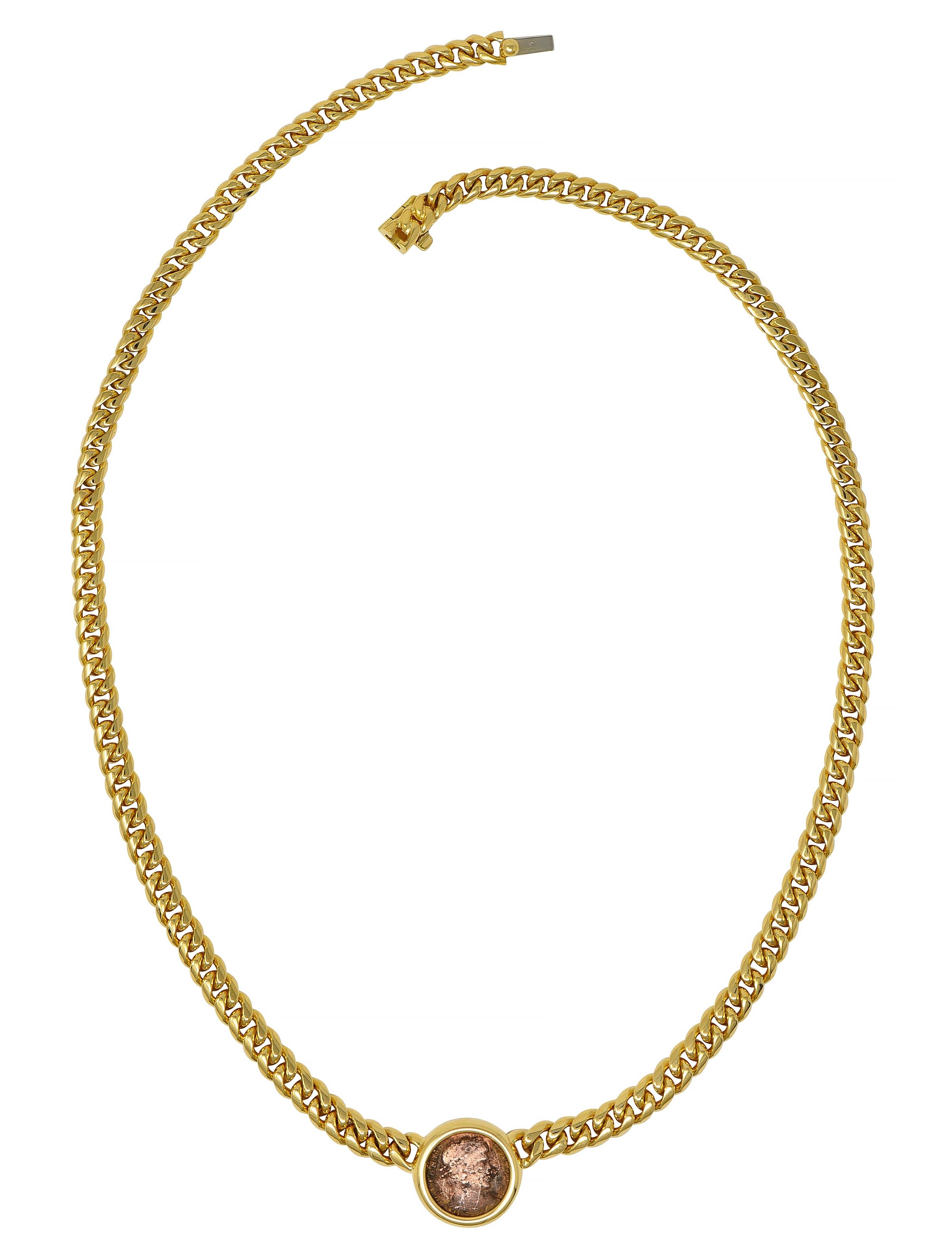 Bulgari Ancient Coin 18K Gold Monete Roman Constantine Vintage Chain Necklace