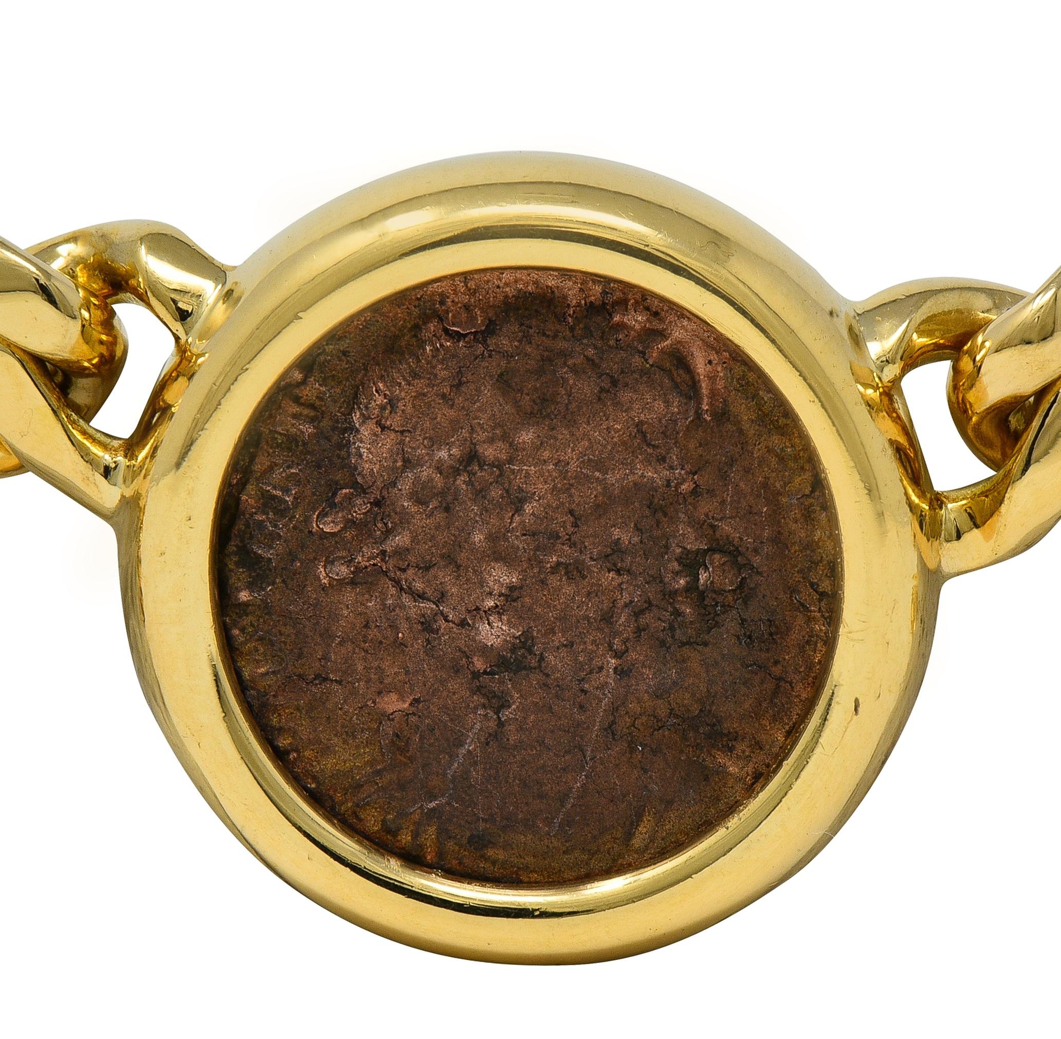 Bulgari Ancient Coin 18K Gold Monete Roman Constantine Vintage Chain Necklace