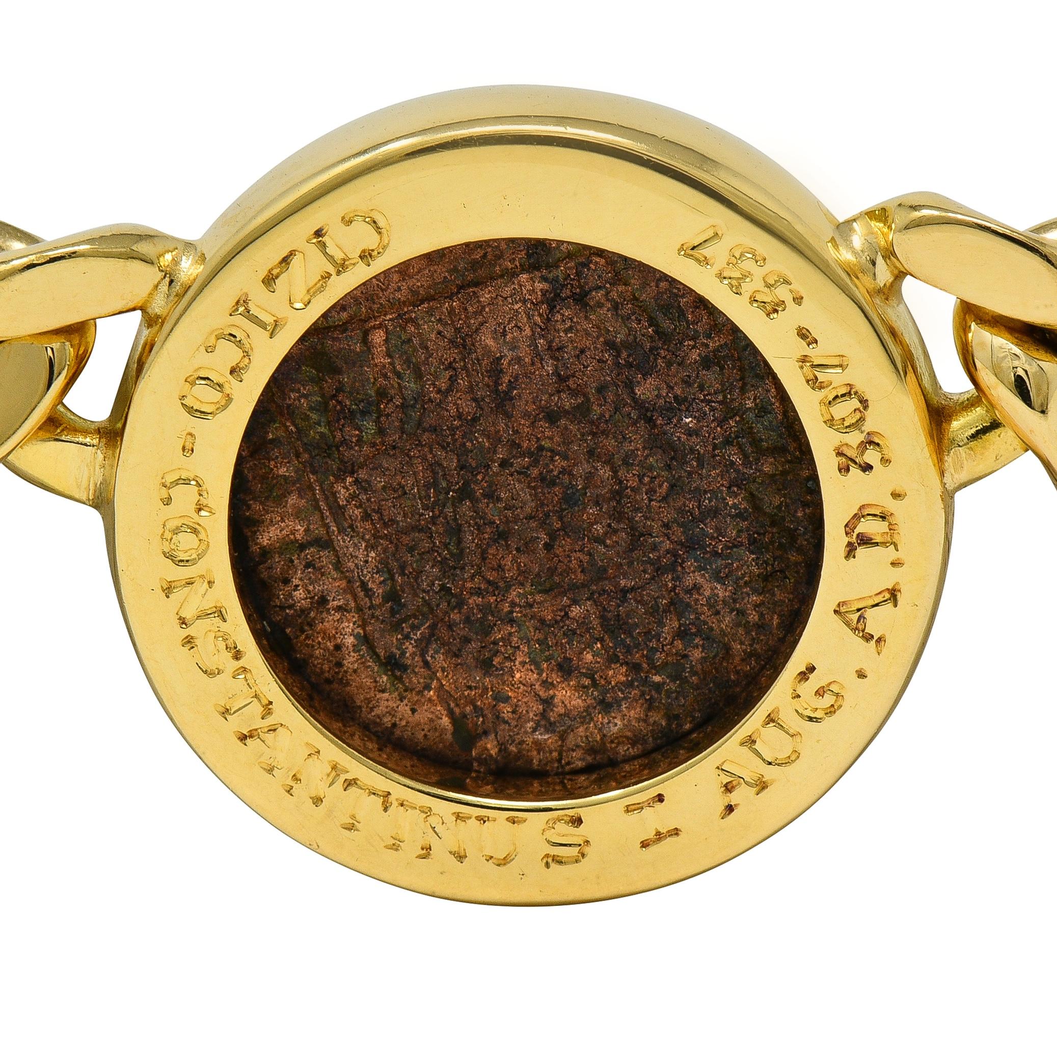 Bulgari Ancient Coin 18K Gold Monete Roman Constantine Vintage Chain Necklace