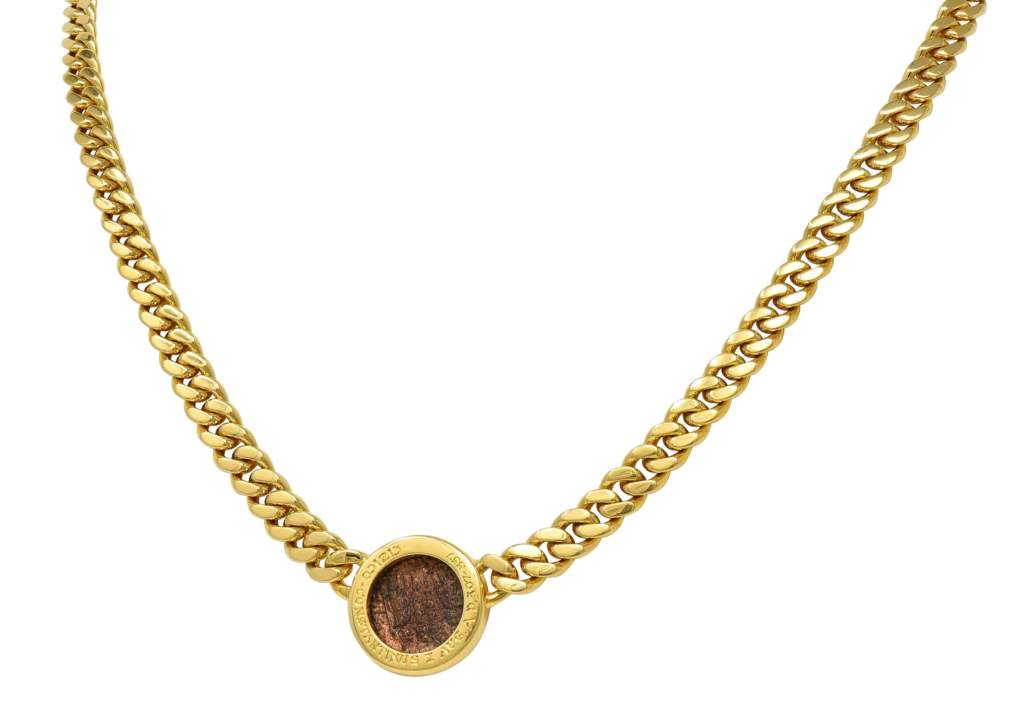 Bulgari Ancient Coin 18K Gold Monete Roman Constantine Vintage Chain Necklace