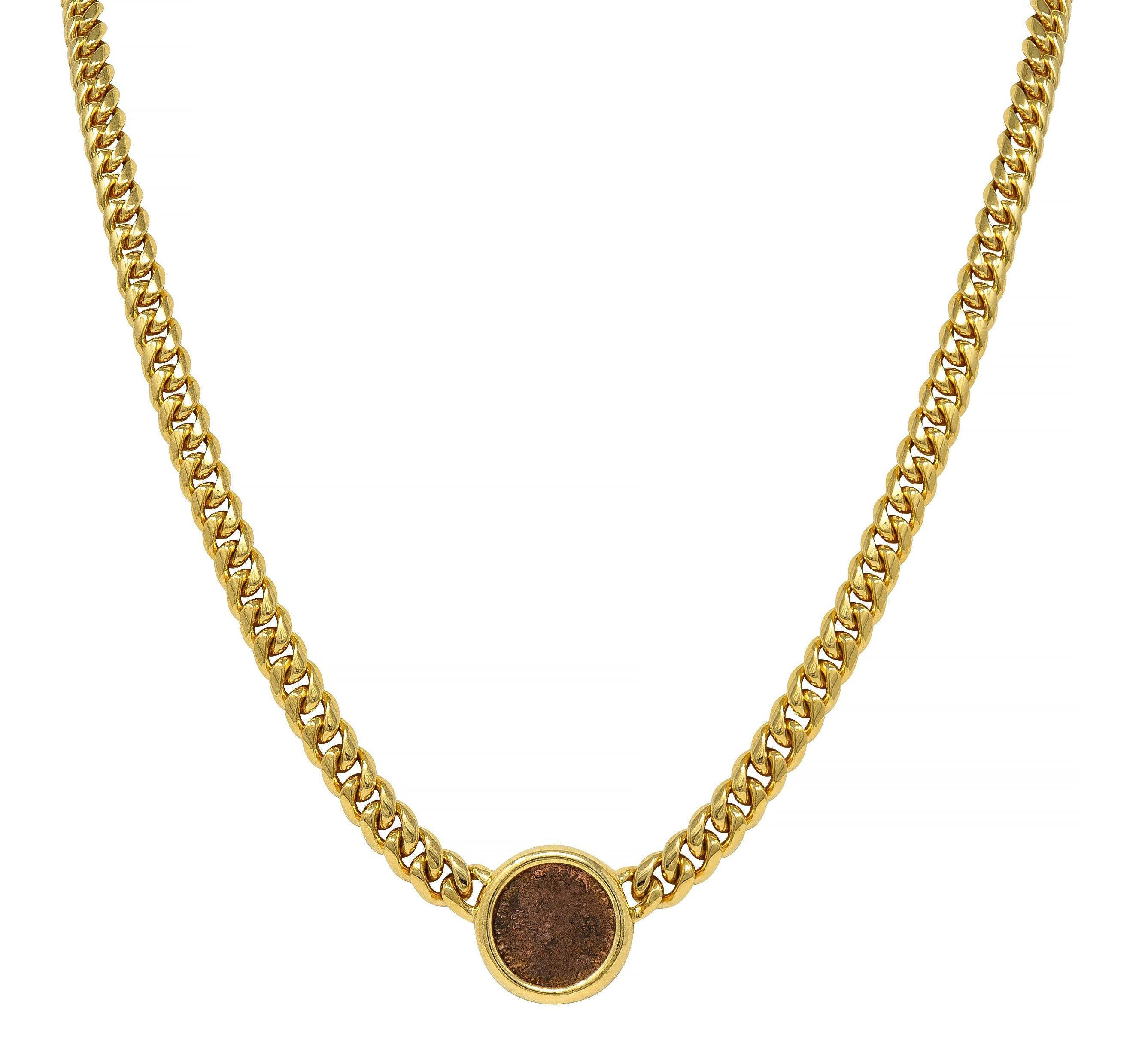Bulgari Ancient Coin 18K Gold Monete Roman Constantine Vintage Chain Necklace
