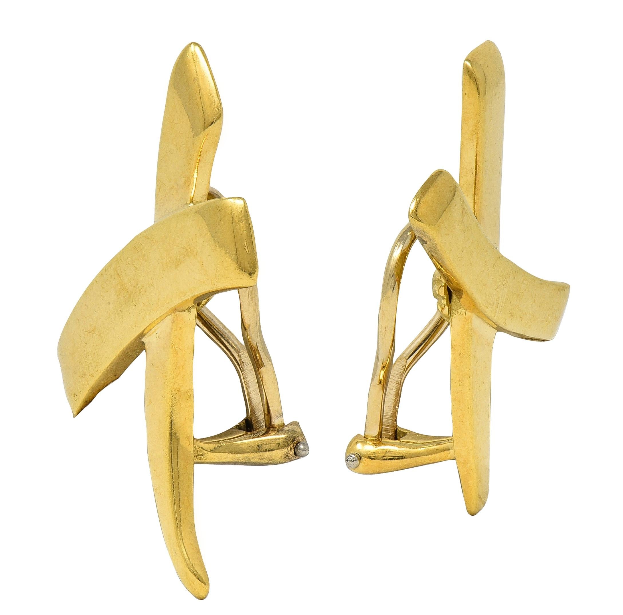 Paloma Picasso Tiffany & Co. 1983 18K Gold X Graffiti Vintage Ear-Clip Earrings