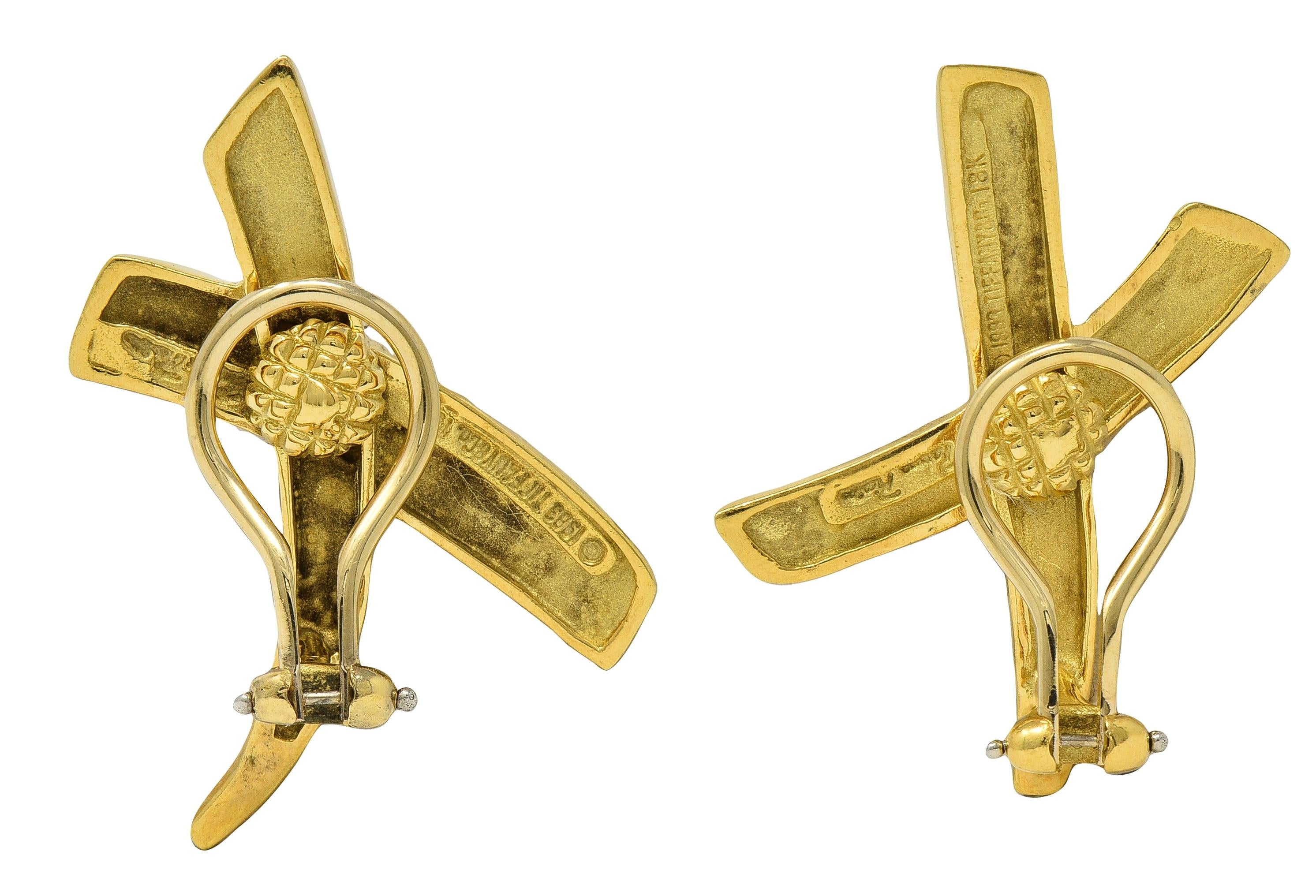 Paloma Picasso Tiffany & Co. 1983 18K Gold X Graffiti Vintage Ear-Clip Earrings