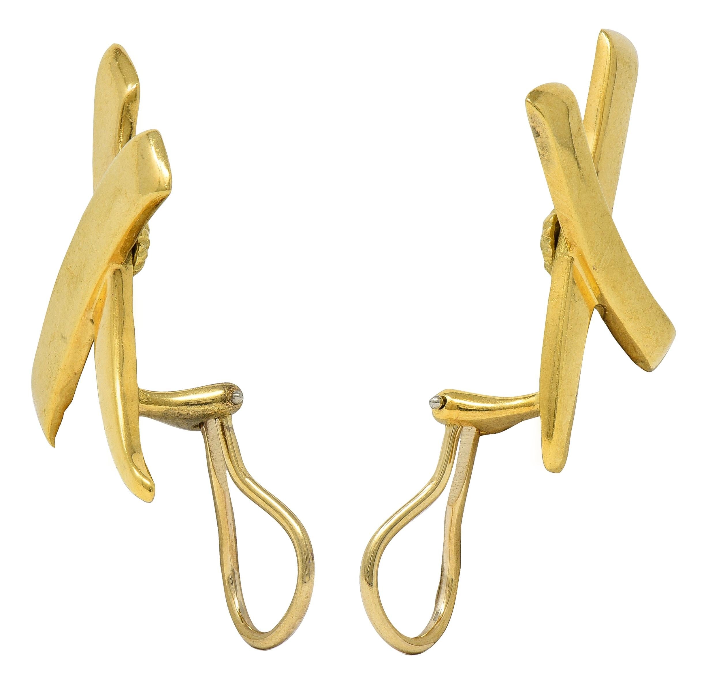 Paloma Picasso Tiffany & Co. 1983 18K Gold X Graffiti Vintage Ear-Clip Earrings