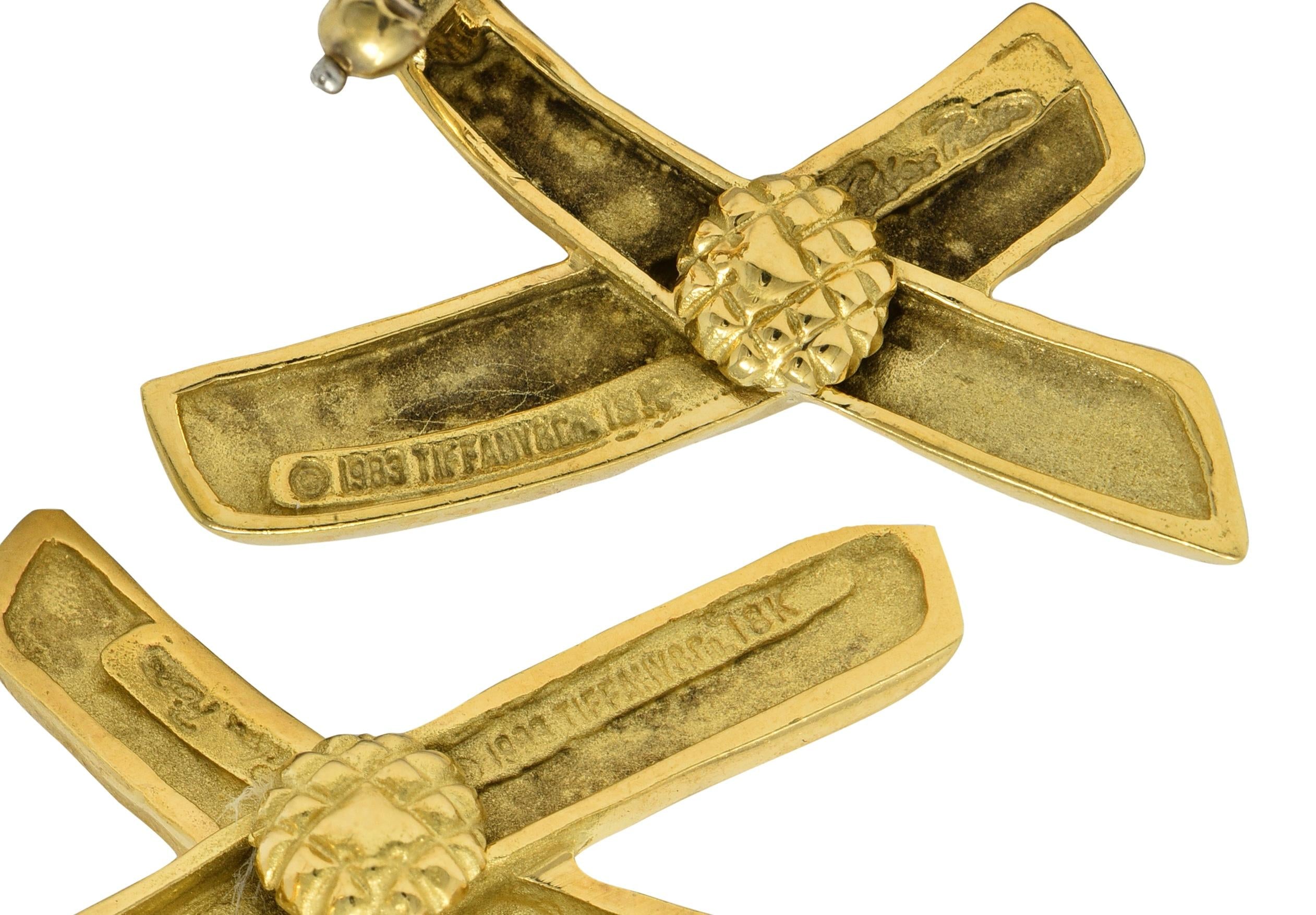 Paloma Picasso Tiffany & Co. 1983 18K Gold X Graffiti Vintage Ear-Clip Earrings