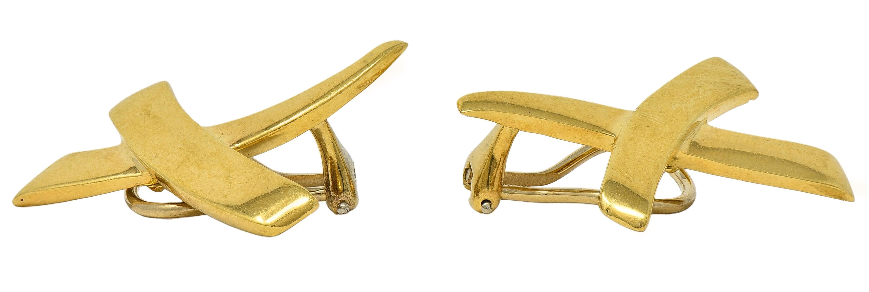 Paloma Picasso Tiffany & Co. 1983 18K Gold X Graffiti Vintage Ear-Clip Earrings