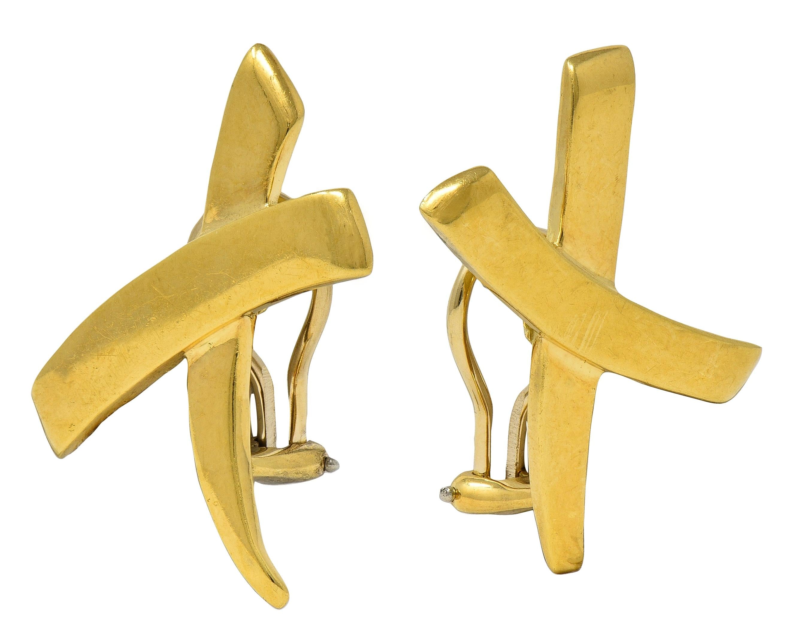Paloma Picasso Tiffany & Co. 1983 18K Gold X Graffiti Vintage Ear-Clip Earrings